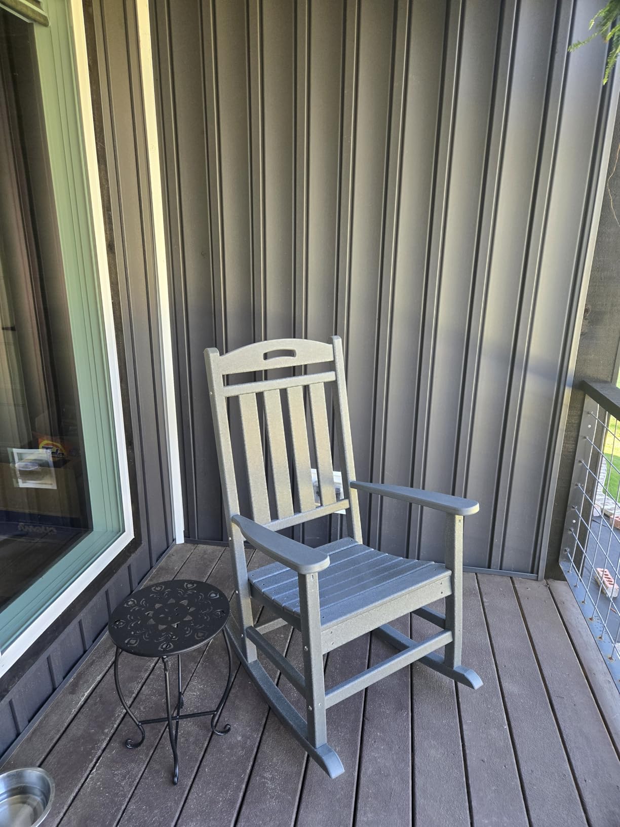 Outdoor Rocking Chair, All-Weather Resistant Poly Lumber Rocker Chair Outdoor, High Back Plastic Patio Rocking Chairs for Outside Porch Rocker Garden Lawn, Slate Grey customer photo 2