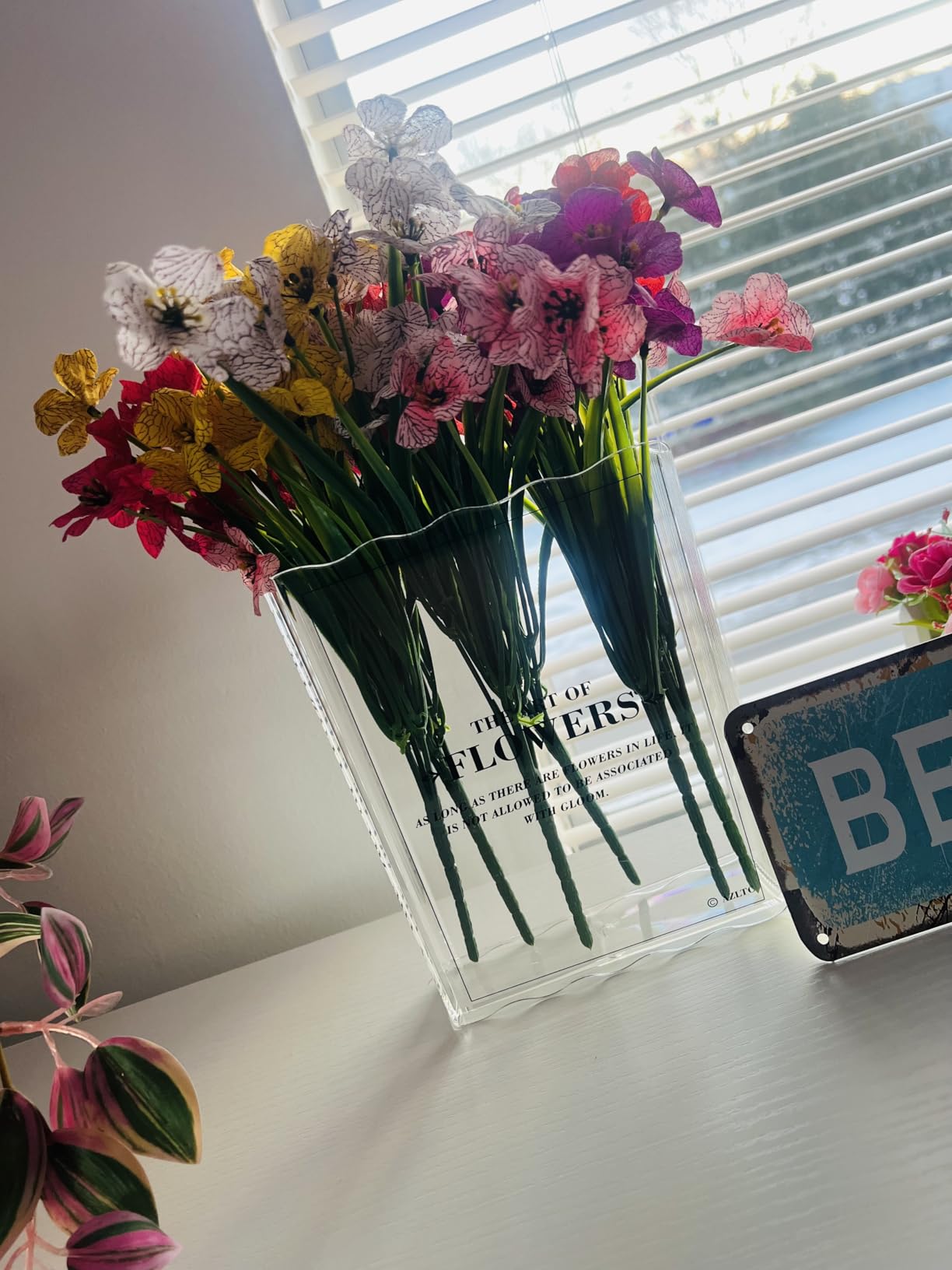 Book-Shaped Vase for Flowers, Book Lovers Gifts, Aesthetic Room Decor Cute Flowers Vases & Must-Have for Home, Bookshelf, Bedroom & Office Decor for Women & Teacher Gift - Like Mothers Day (Clear) customer photo 1