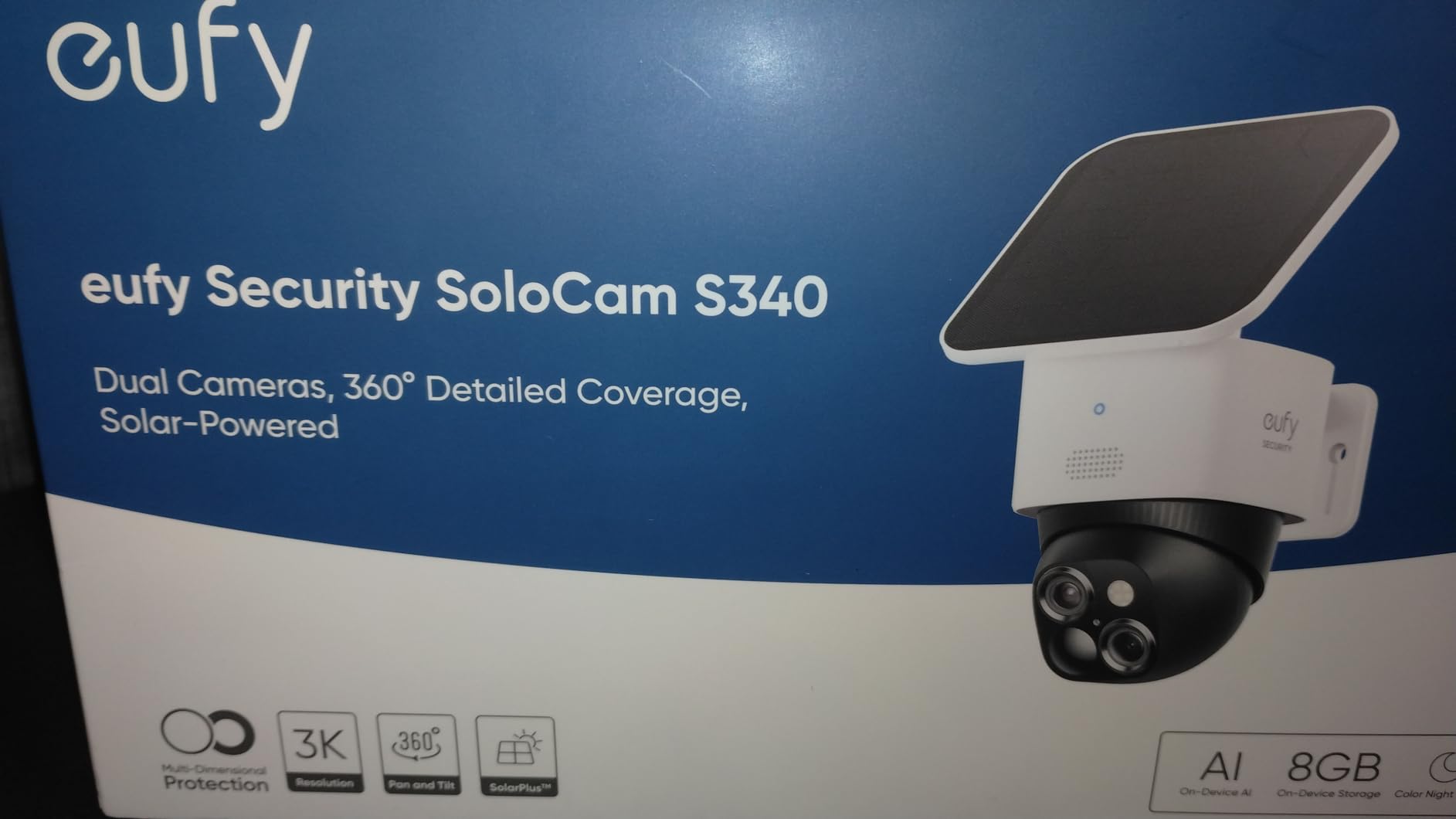SoloCam S340, 3K Dual-Lens Solar Security Camera | 360° Coverage, Pan & Tilt, No Blind Spots, AI Detection & Tracking, Color Night Vision, No Monthly Fee, Built-in 8GB customer photo 1
