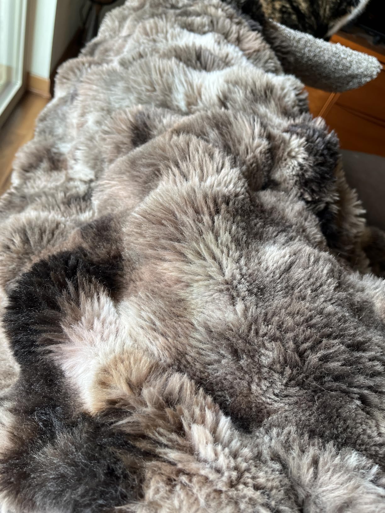 EverGrace Ultra Soft Luxury Fluffy Faux Rabbit Fur Throw Blanket, Thick Warm Bubble Throw for Bed, Cozy Plush Reversible Blankets for Couch, Chair, Sofa, Taupe, 50x60 Inches customer photo 2