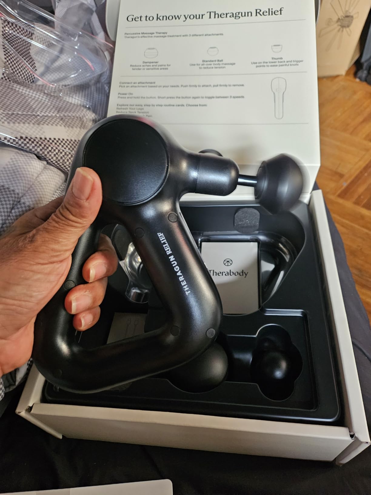 TheraGun Therabody Relief Handheld Percussion Massage Gun - Easy-to-Use, Comfortable & Light Personal Massager for Every Day Pain Relief customer photo 1