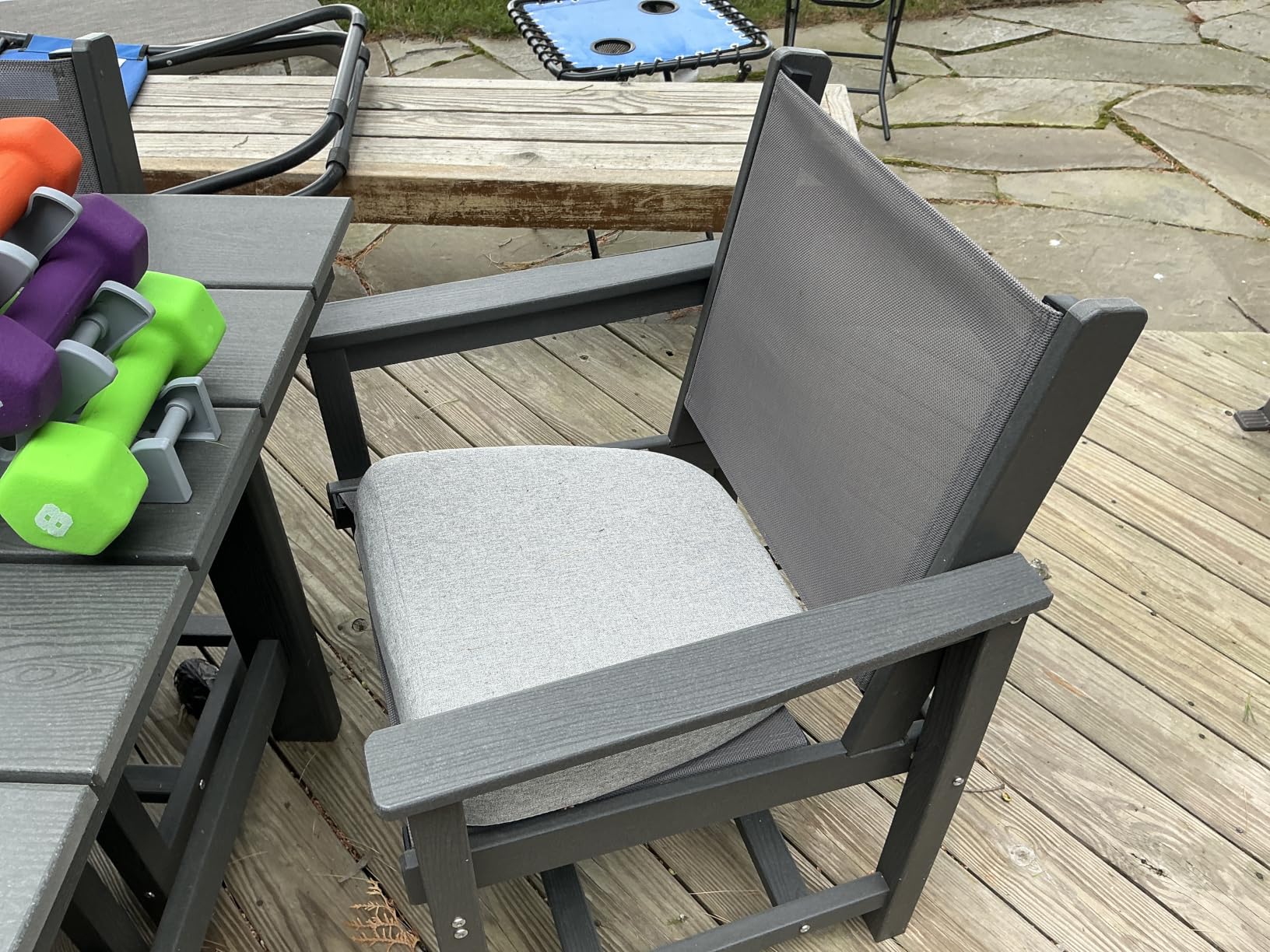 SERWALL 7 Pcs Outdoor Dining Set, 1 Umbrella Hole Table & 6 Chairs, Black | HDPE Outdoor Dining Furniture with Rectangular Table & 6 Chairs, All-Weather Resistant SERWALL Dining Set for 6 customer photo 2