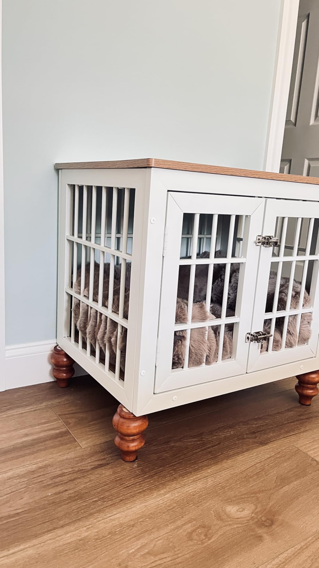 rehomerance 42 Inch Heavy Duty Dog Crate Furniture for Large and Medium Dogs, Decorative Pet House End Table, Wooden Cage Kennel Furniture Indoor, Natural and White customer photo 1