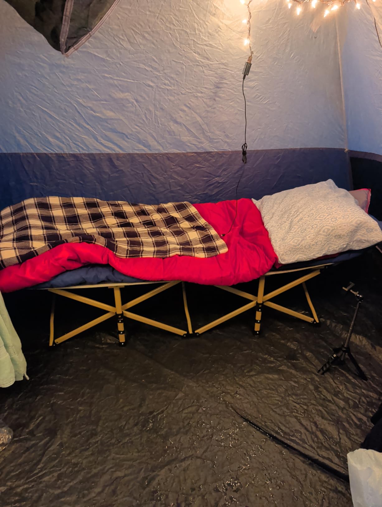 ARAER Camping Cot with Mattress 450LBS Portable Folding Outdoor Bed with Carry Bag for Adults Kids, Heavy Duty Cot for Traveling Gear Supplier, Office Nap, Beach Vocation and Home Lounging (Navy blue) customer photo 2