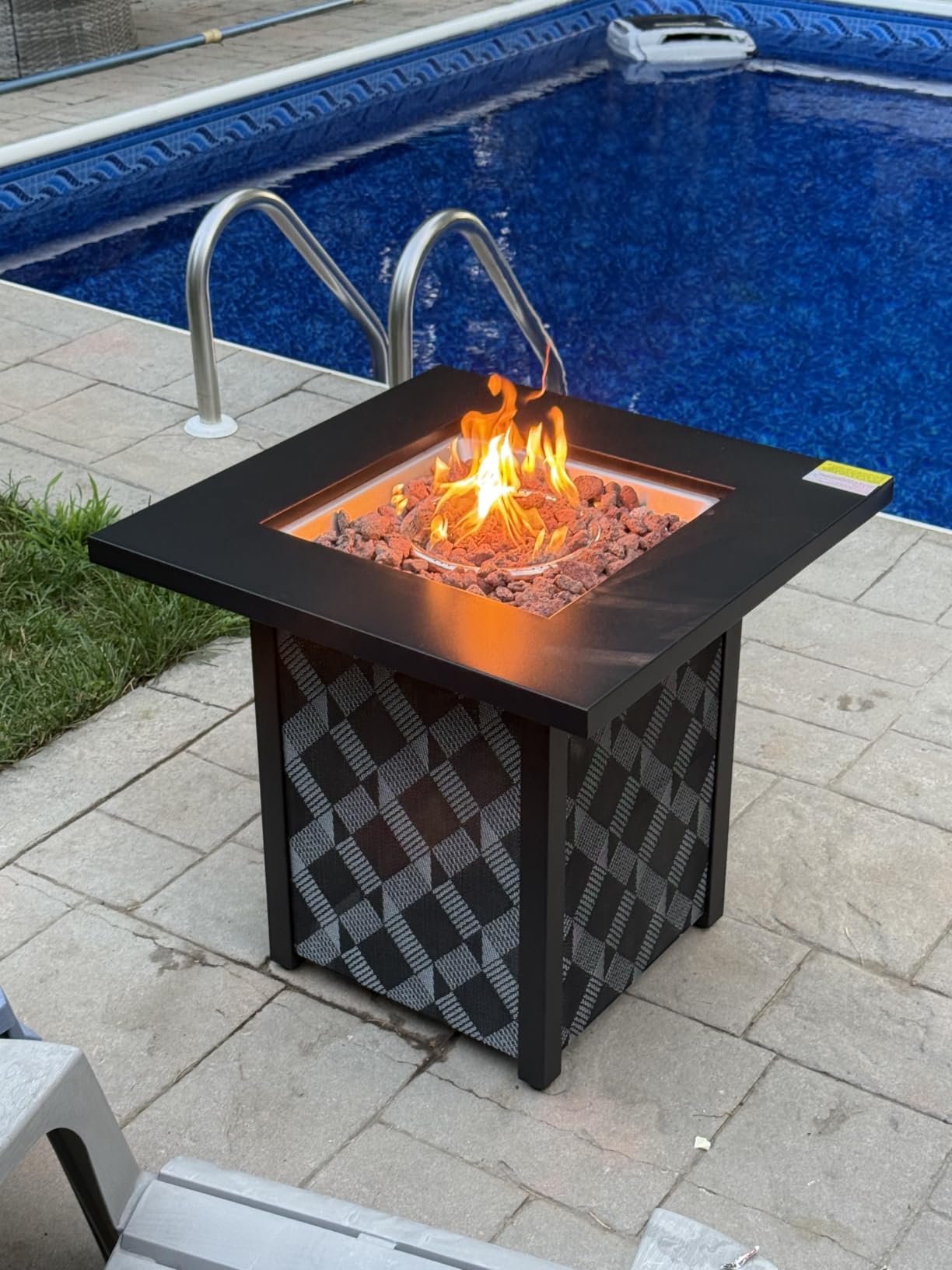 Ciays 28Inch Propane Fire Pit Table, 50,000 BTU Outdoor Gas Fire Pit Table CSA-Certified for Outside Patio with Removable Lid and Lava Rocks, Add Warmth and Ambience to Parties, Backyard, Garden customer photo 1