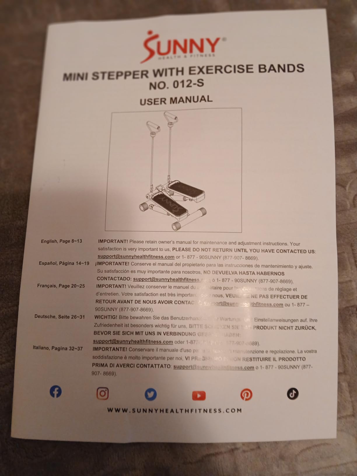Sunny Health & Fitness Mini Stair Stepper w/Resistance Bands for Home Gym | Full Body Cardio, Adjustable Step Height, Hydraulic Resistance, LCD Meter, No Assembly, 300 lb Capacity, SunnyFit App customer photo 2