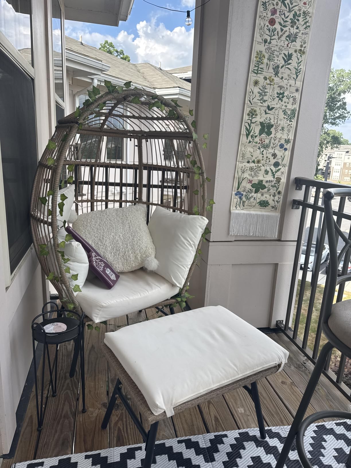 YITAHOME Accent Living Room Egg Chair w/ 2-in-1 Ottoman, Wicker Oversized Basket Chair with 5 Thick Cushions, Footrest, Comfy Recliner Lazy Chair for Indoor, Bedroom, Reading Room, Lounge (Beige) customer photo 2