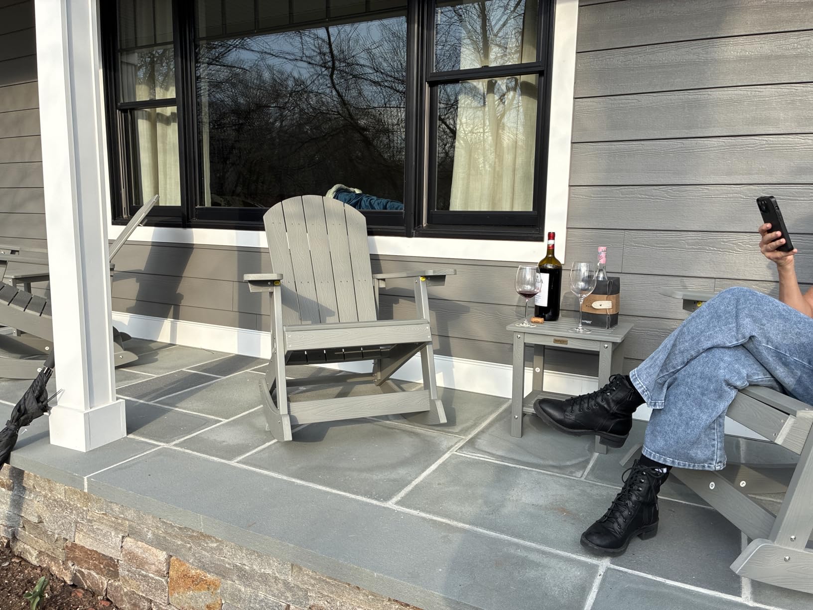 YEFU Adirondack Rocking Chair Set of 2, All-Weather Resistant, Teak customer photo 1
