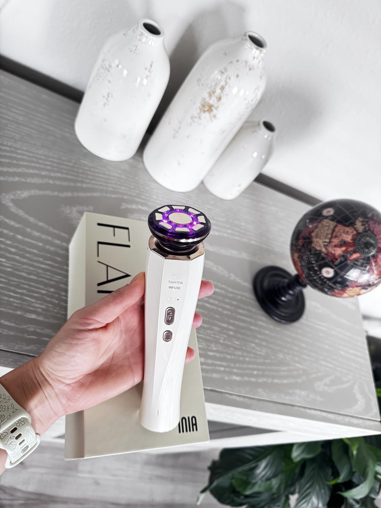 INIA 3-in-1 Red Light Therapy for Face and Neck Beauty Device for Puffiness & Skin Firming Skincare Tool (White) customer photo 2