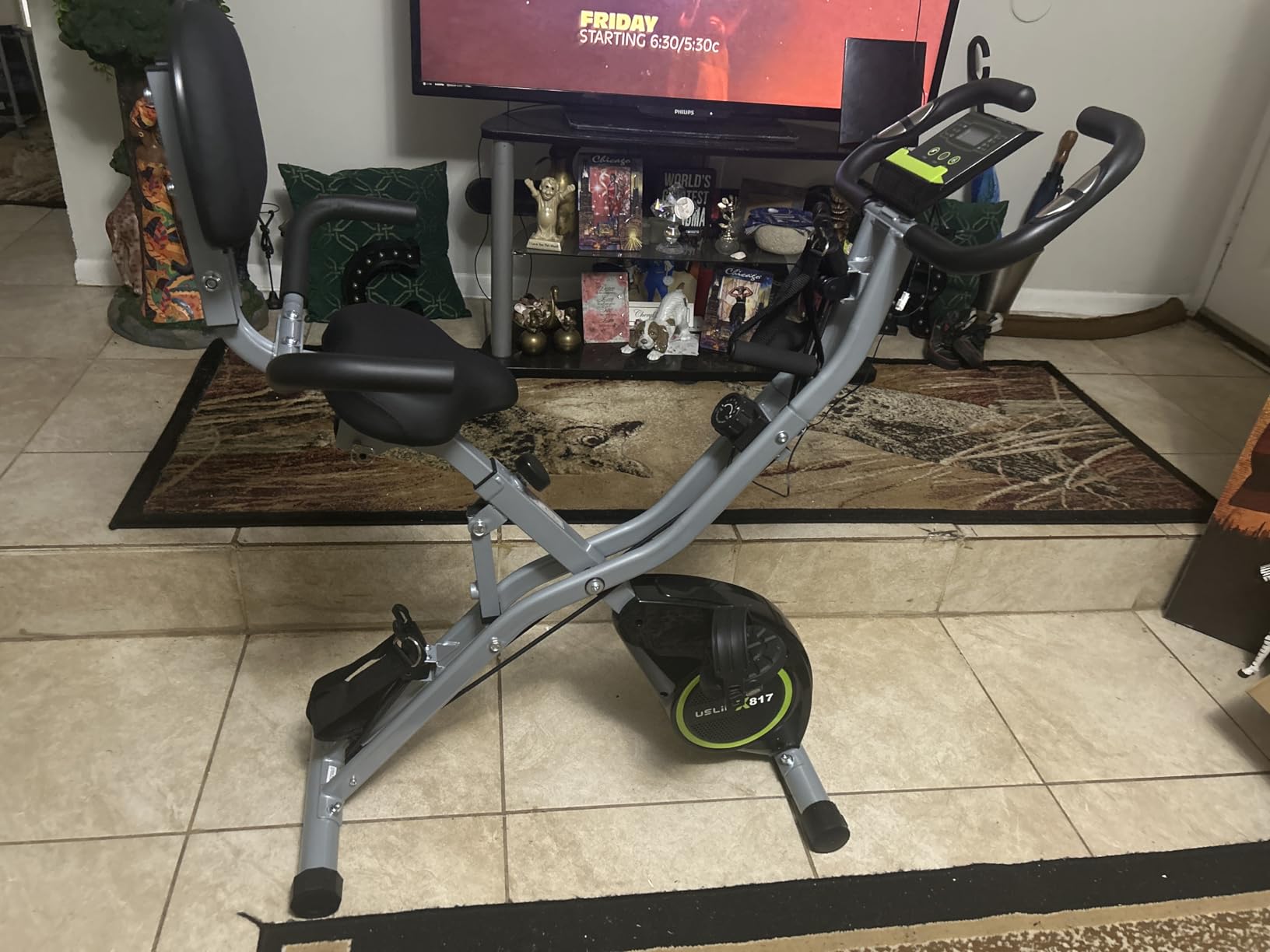 Foldable Exercise Bike for Small Apartments, Stationary Bikes for Home, Indoor Portable Cycling Bike with 16-Level Magnetic Resistance, 260LBS Capacity, 5.5 LBS Flywheel, for Small Space Workout 816 customer photo 1