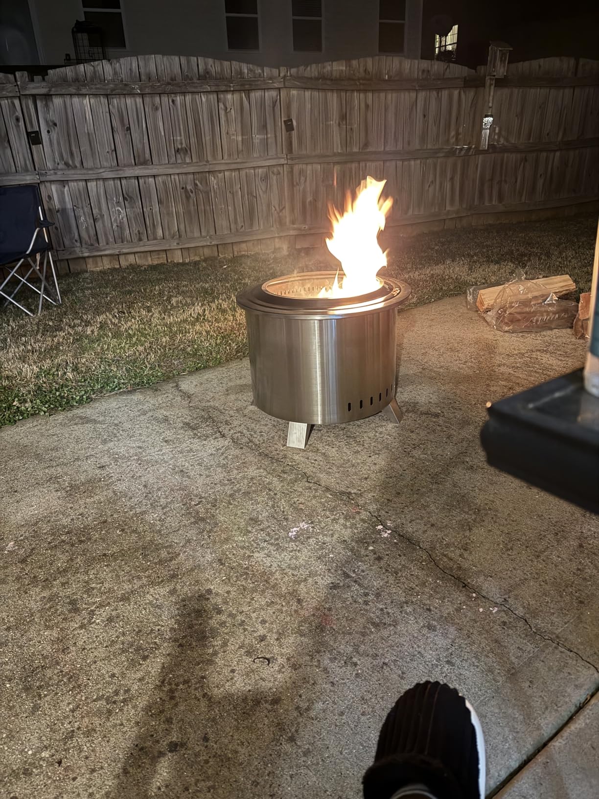 Verdeluxe Smokeless Fire Pit,22 Inch Stainless Steel Firepit, Outdoor Wood Burning Fire Pit with Cover,Smokeless Firepits for Outside Backyard Patio Garden Camping Bonfire customer photo 1