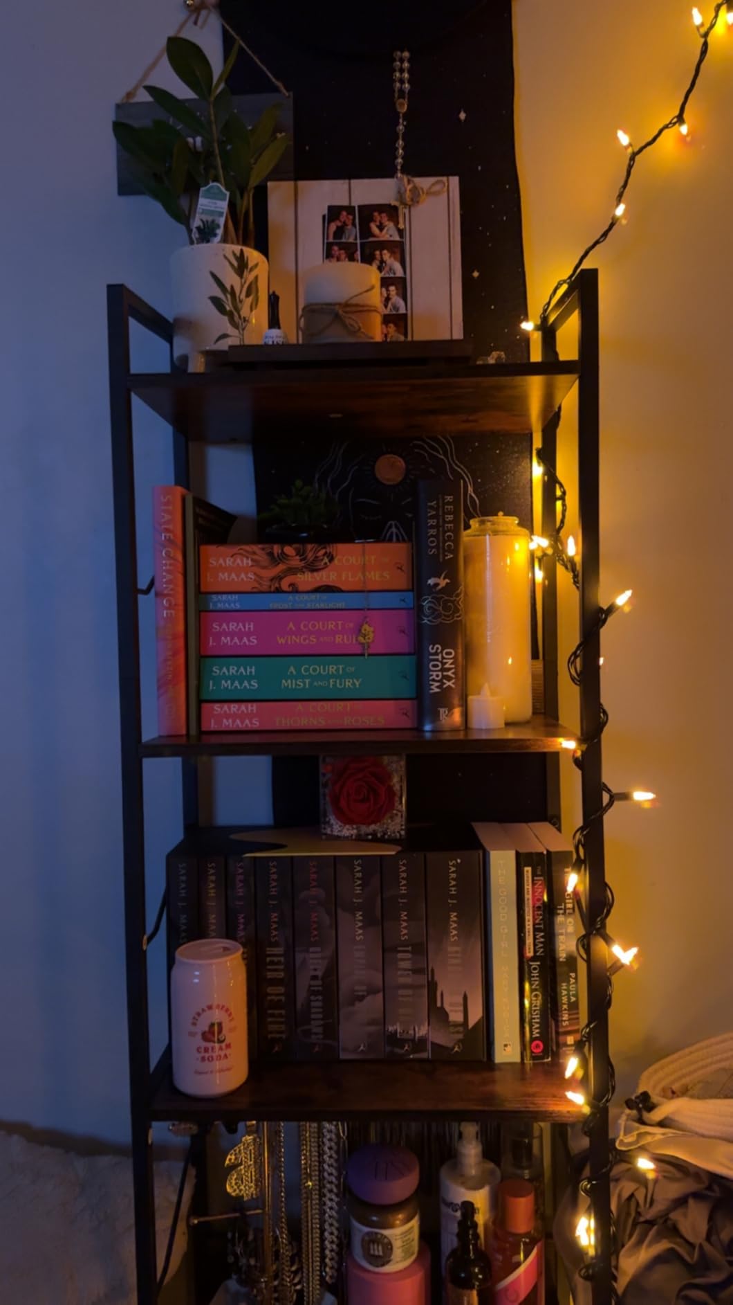 Hosfais 5 Tier Tall Bookshelf: Industrial Wood Book Shelf with Edge Protection Metal Narrow Bookshelf Bookcase Storage Organizer Display Rack for Living Room Home Office (Rustic Brown) customer photo 1