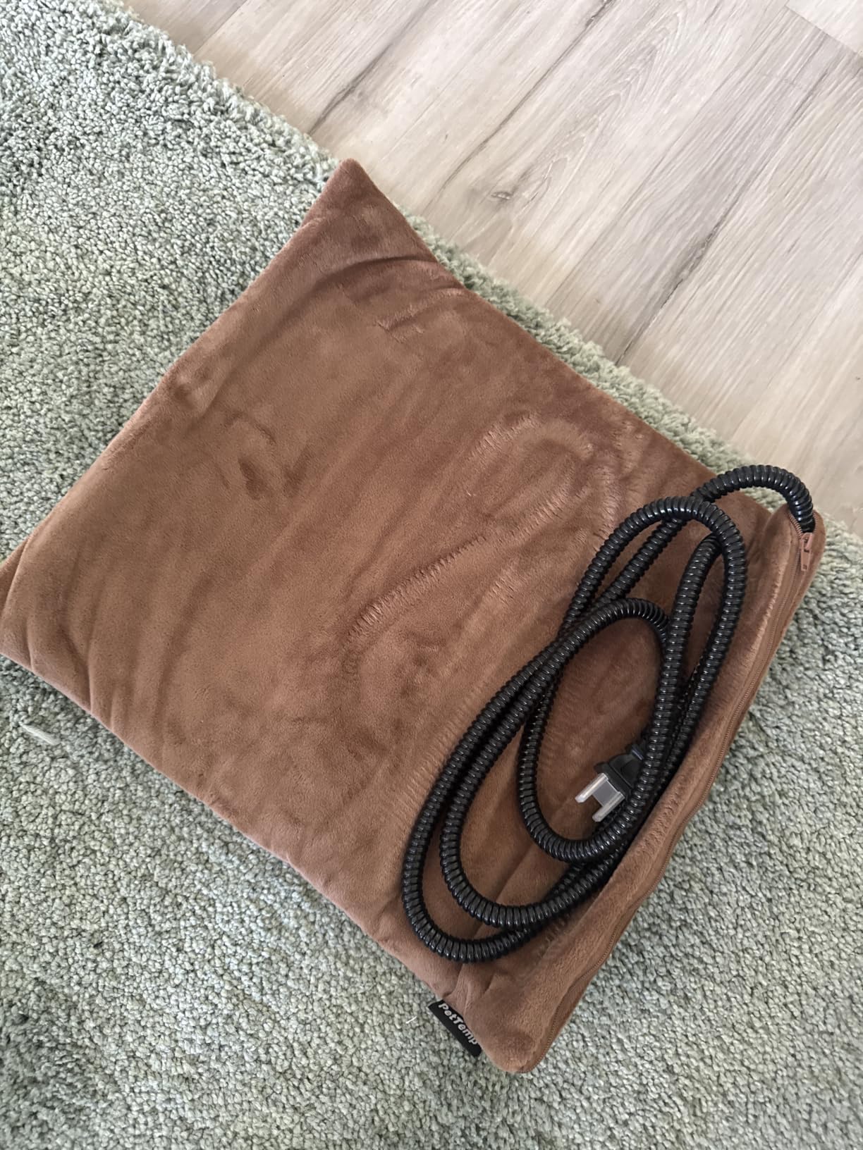 Pet Heating Pad for Cats Dogs Indoor & Sheltered Outdoor Waterproof Heated Cat Bed Heated Dog Bed Chew Resistant Cord Constant Temperature Brown 16 x 13 Inch customer photo 2
