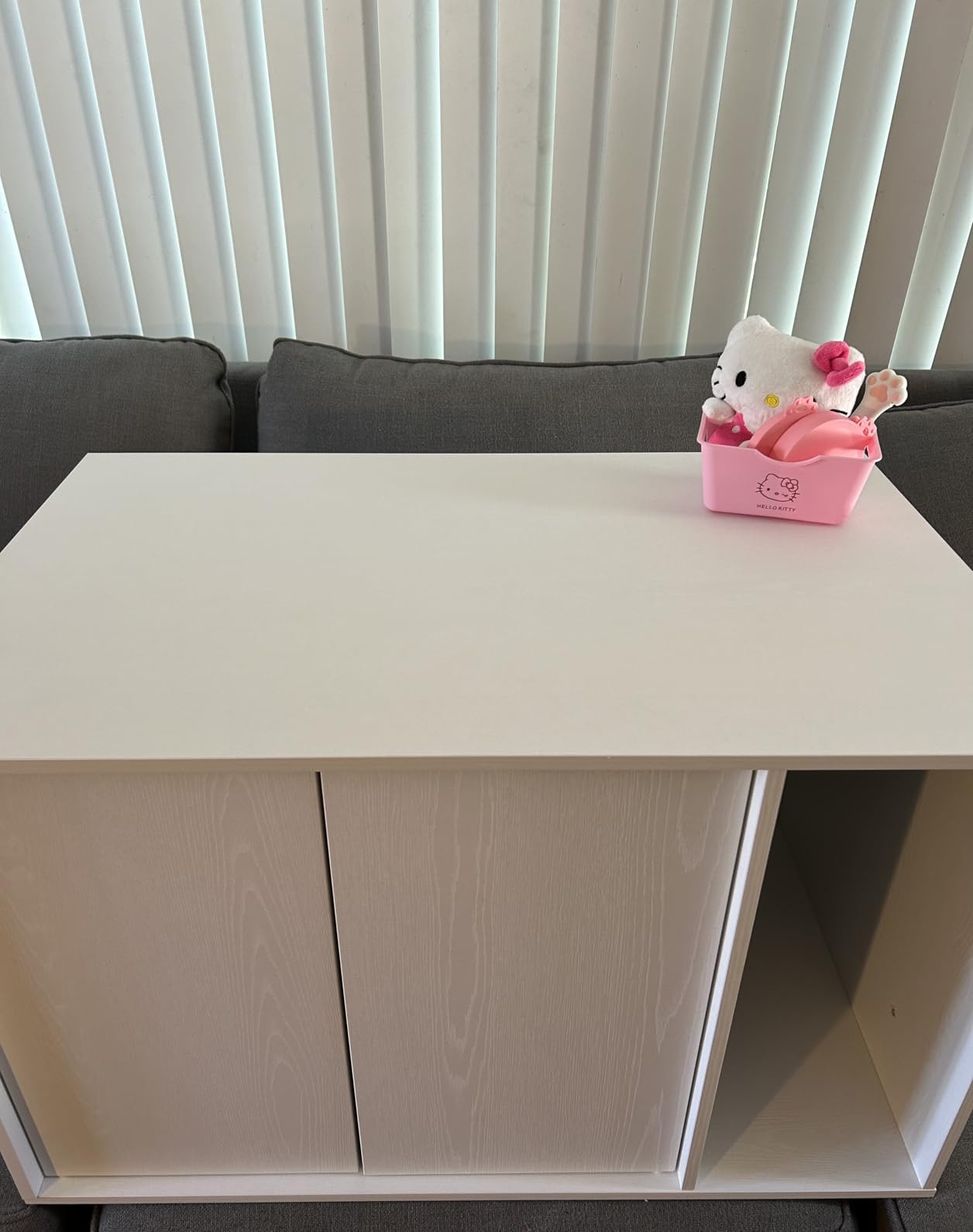 SONGMICS HOME Cat Litter Box Enclosure, Snapsemble Superfast Assembly, Litter Box Furniture for Large Cats, Display Side Table, Push-to-Open Doors, Minimalist Modern, Snow White UPCL013W01 customer photo 2