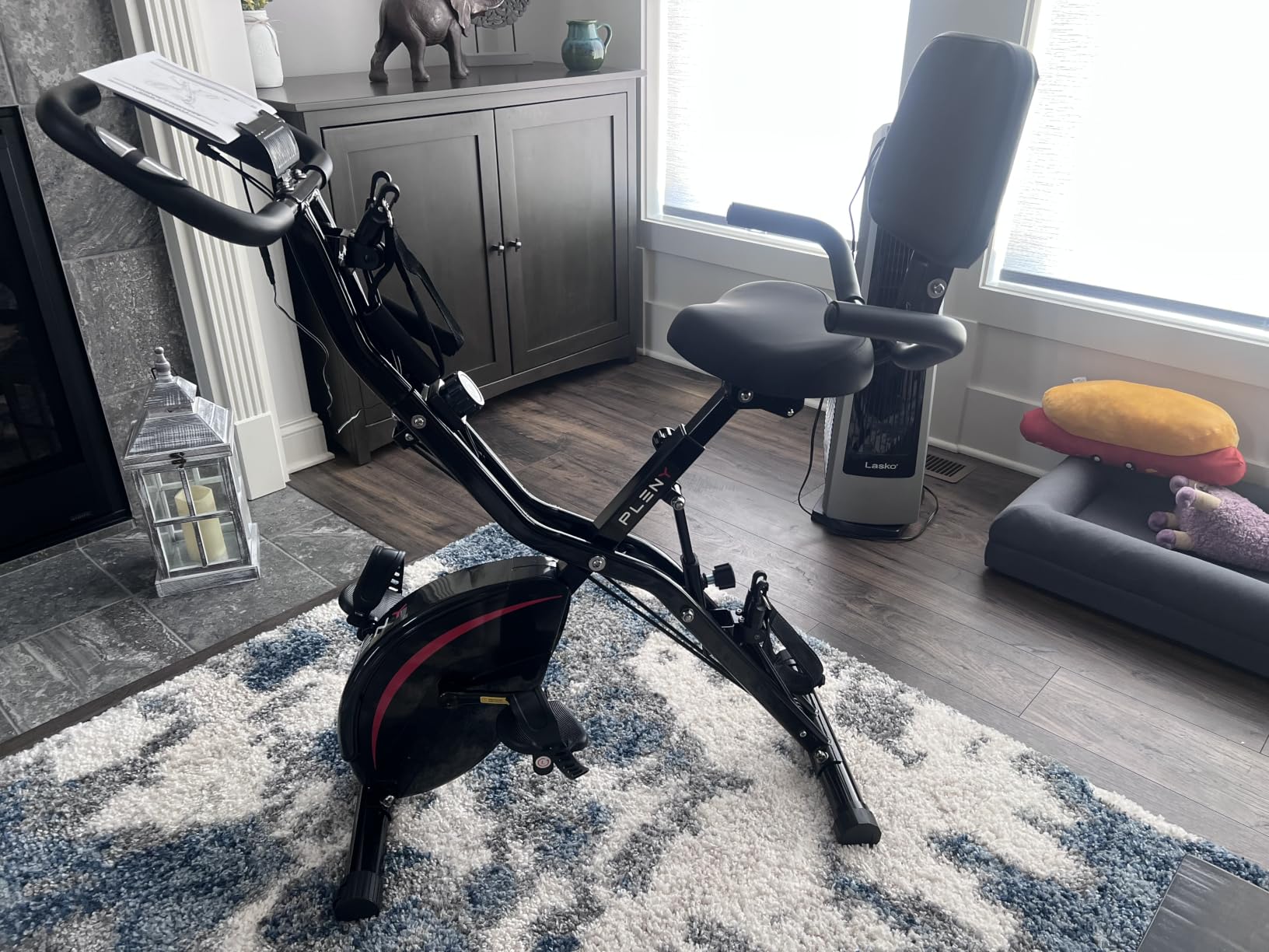 Pleny Folding Exercise Bike, 5 IN 1 Stationary Bikes for Home | 6.6 LBS Flywheel, 330LB Weight Capacity Back Support Cushion Indoor Workout Cycling Bike for Home Gym customer photo 1