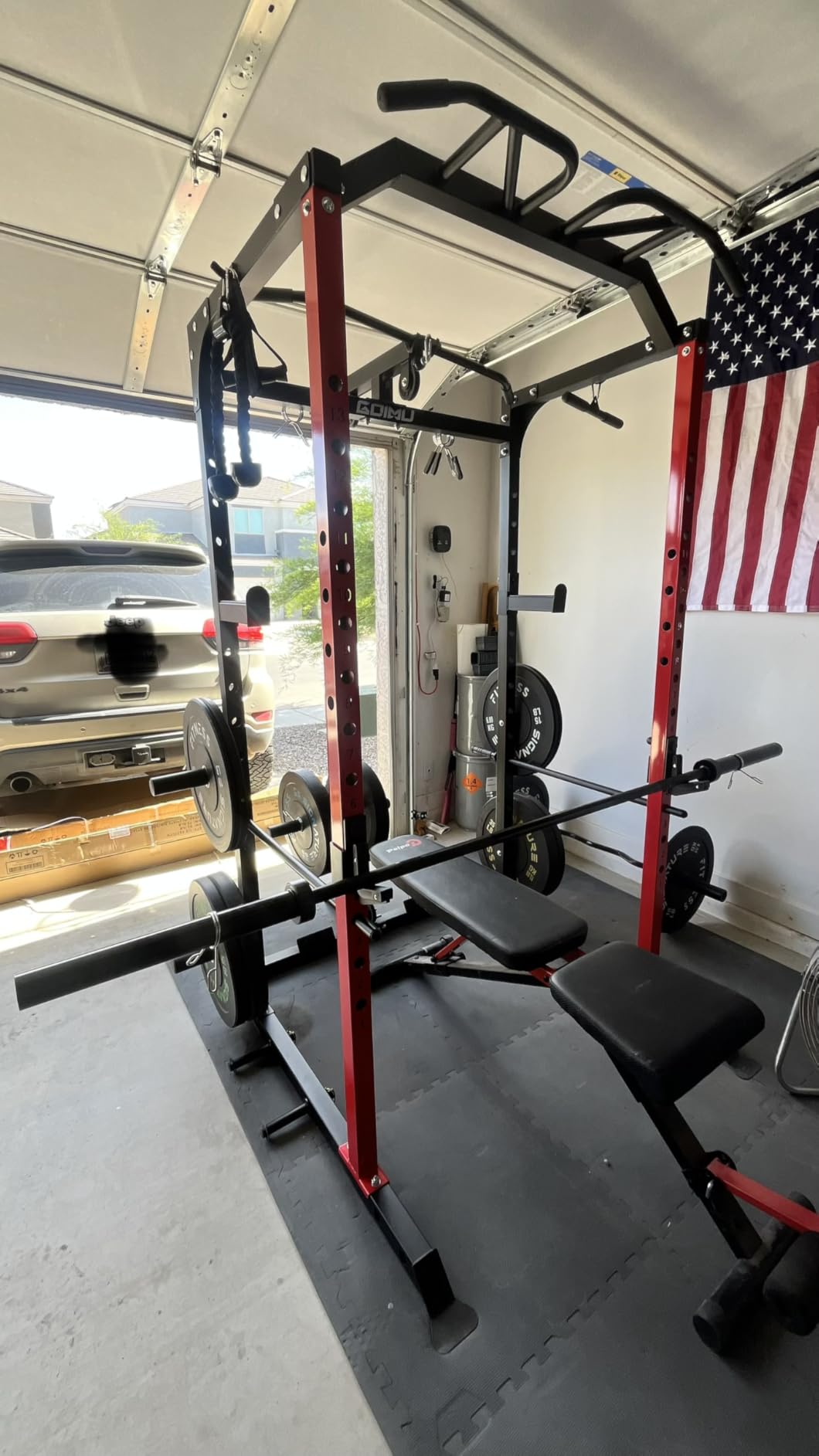 C1-V4 Power Cage, 2000LBS Squat Rack with LAT Pulldown, Multi-Function Weight Cage Strength Training Machine customer photo 1