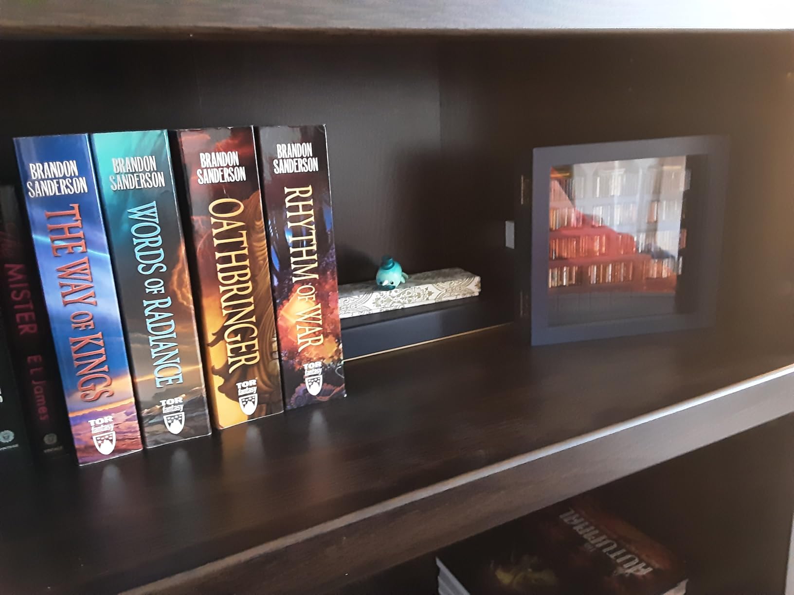 Anxiety Bookshelf - Mini Books Display for Stress Relief and Fun Decor, Perfect Decorative Miniature Library for Book Lovers, Ideal for Home Decor, Office Decor, and Thoughtful Gift - Walnut customer photo 1
