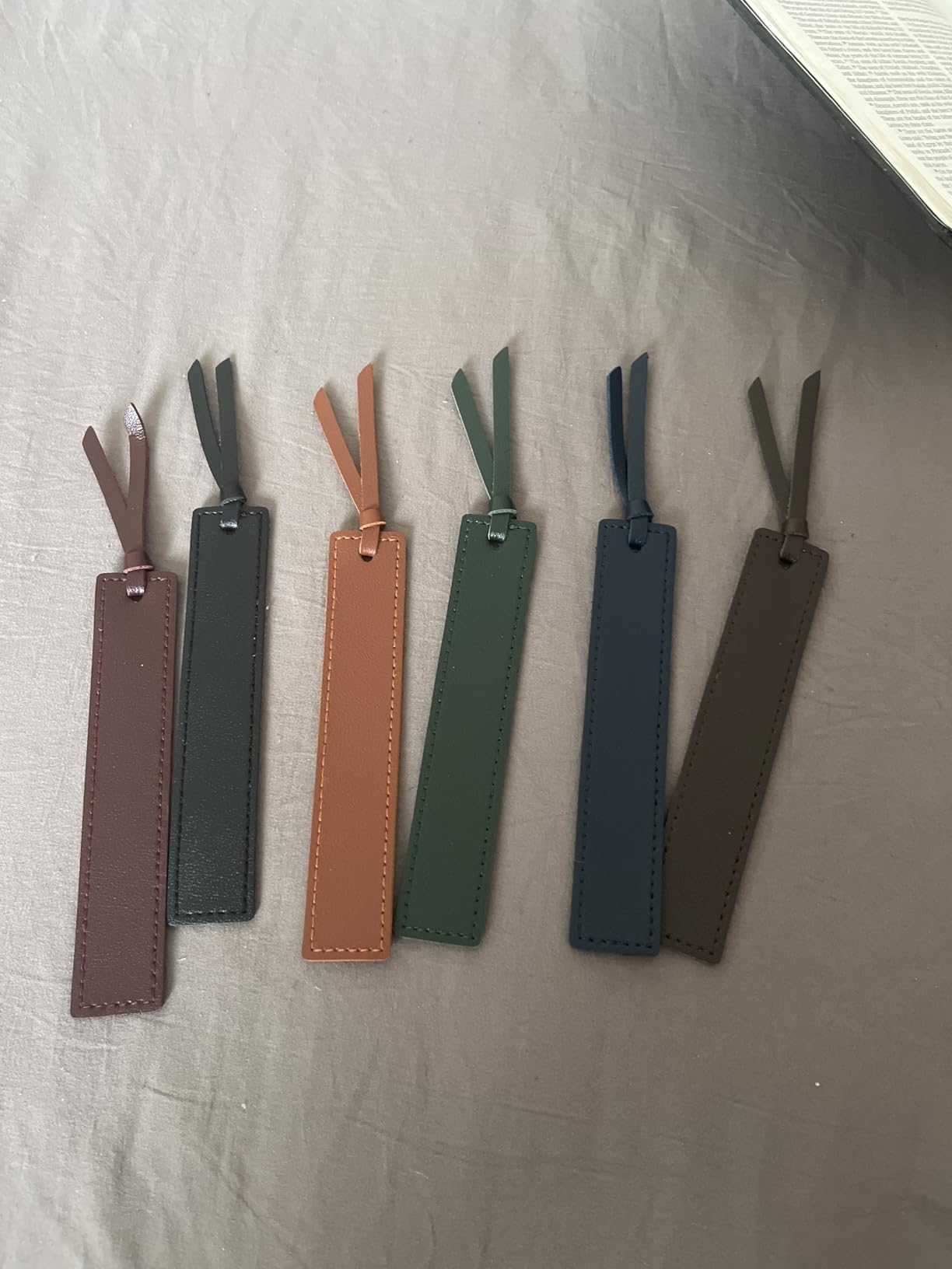 MIXVOVA 6 Pcs Leather Bookmark with Tassel, Classic Style Bookmark, 0.05 Inches Thin Handmade Stitched Bookmarks for Men, Book Marks for Reading, Gifts for Book Lovers customer photo 2