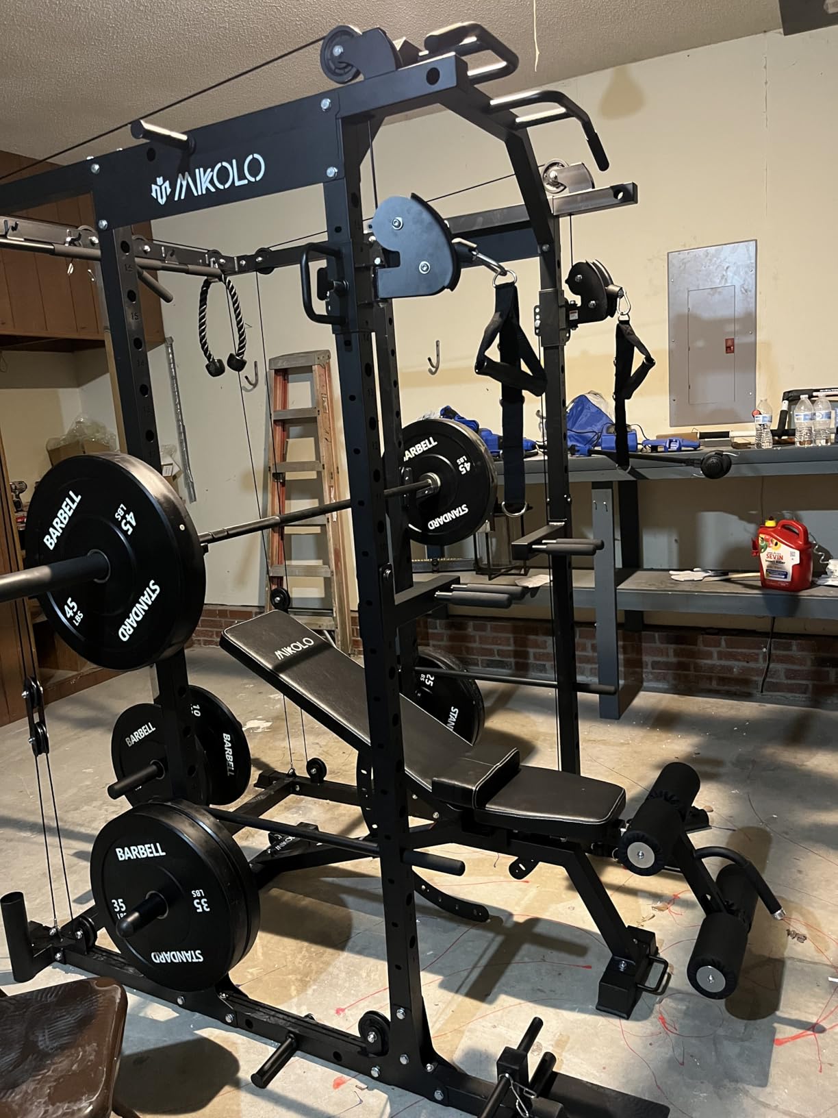 Mikolo Power Cage, Power Rack with Cable Crossover System, 1500LBS Squat Rack with LAT Pull Down System, Workout Cage with Pulley System customer photo 2