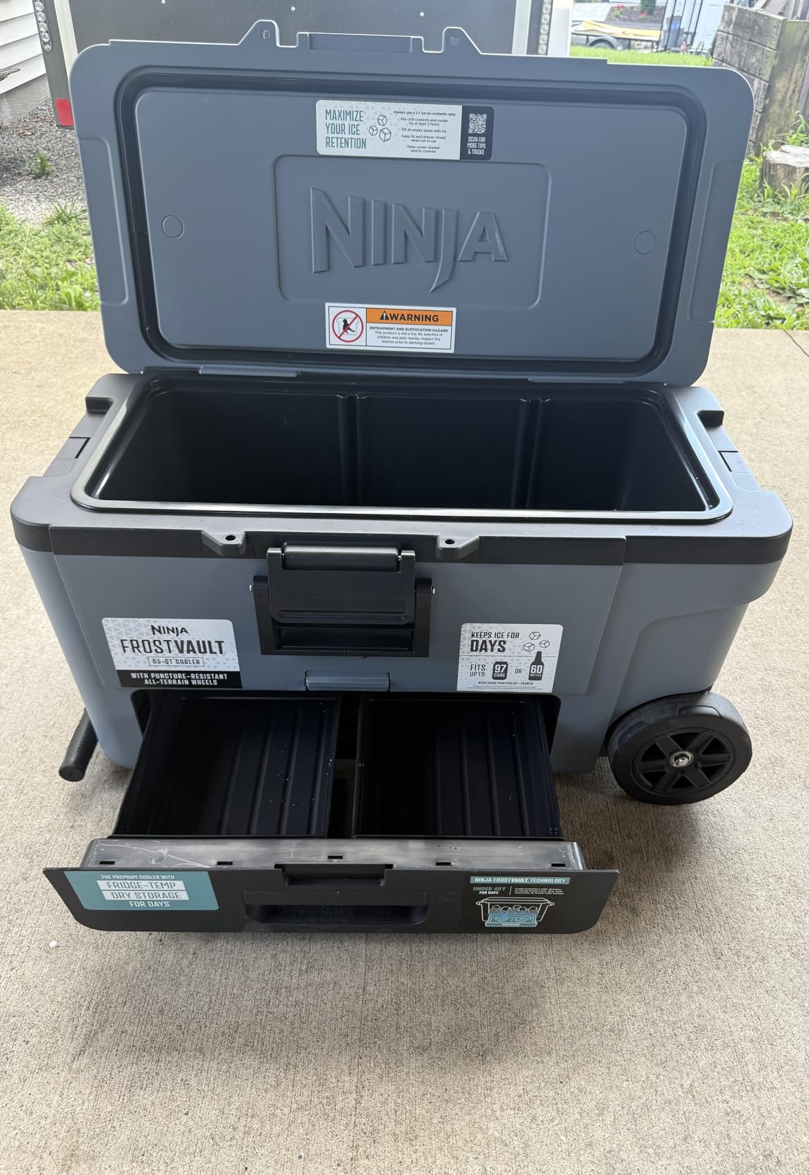 Ninja FrostVault 65QT Cooler with Wheels, Insulated with Temp Dry Storage Drawer, Keeps Ice Cold for Days, for the Beach, Camping, Picnics & More, Birch Beige, FB265CS customer photo 1