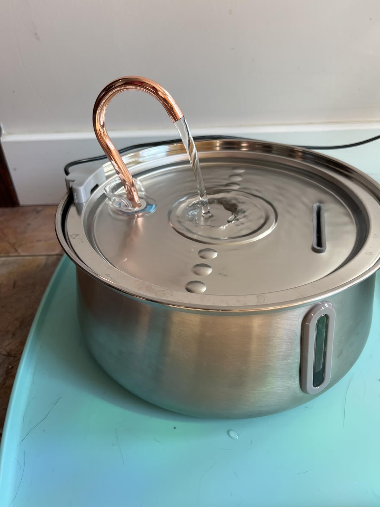 KittySpout Stainless Steel Cat Water Fountain Automatic Drinking Fountain, Quiet Circulating Water Bowl, Dishwasher Safe, Indoor Pet Fountain for Hydrated Healthy Cats (Stainless Steel, 4L Corded) customer photo 1