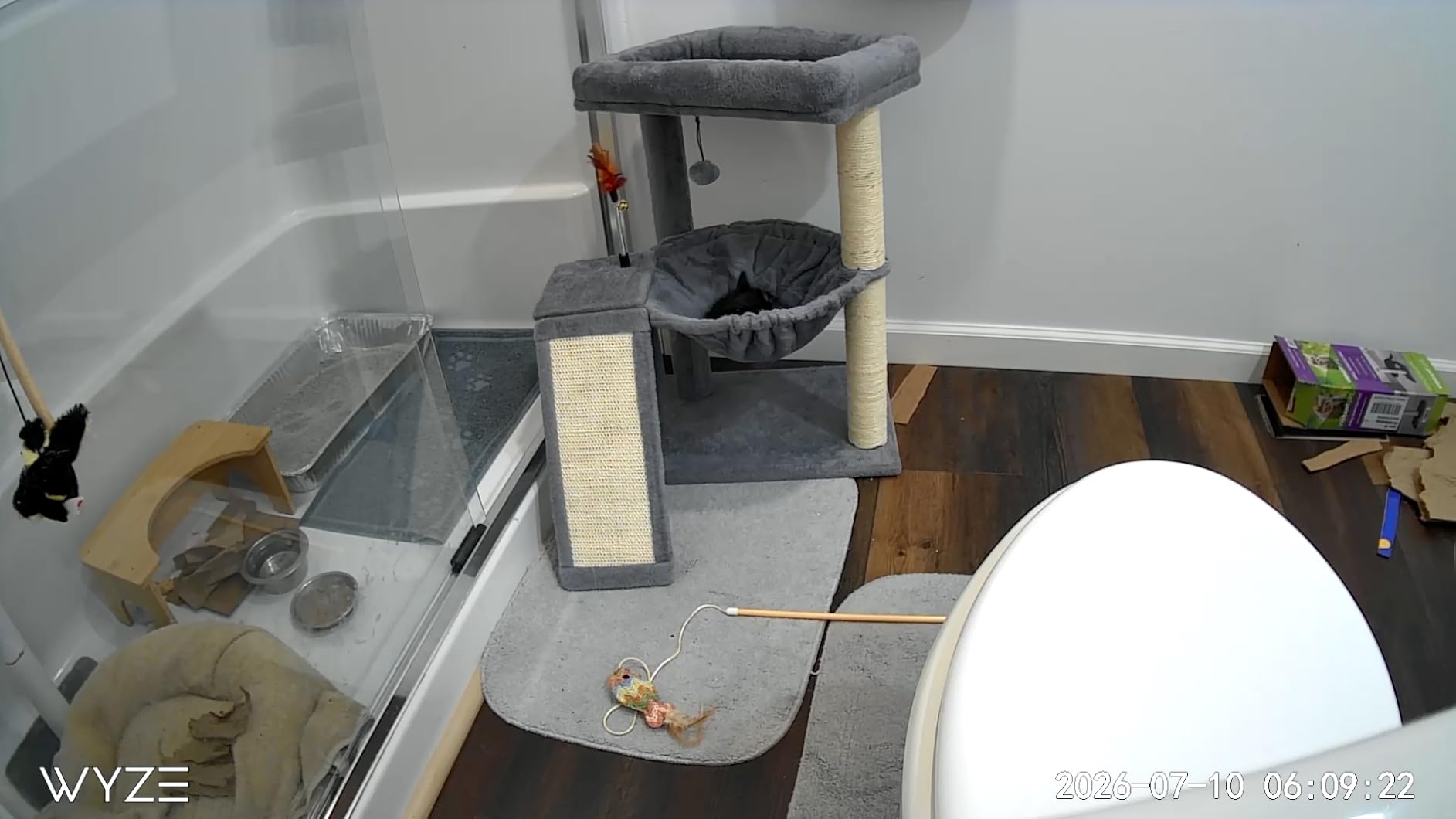 YOUPET Cat Tree with Cat Scratching Post for Indoor Cats, Cat Tower with Scratching Board and Playful Toy Balls, Cat Tree Tower with Cozy Hammock, Grey customer photo 1
