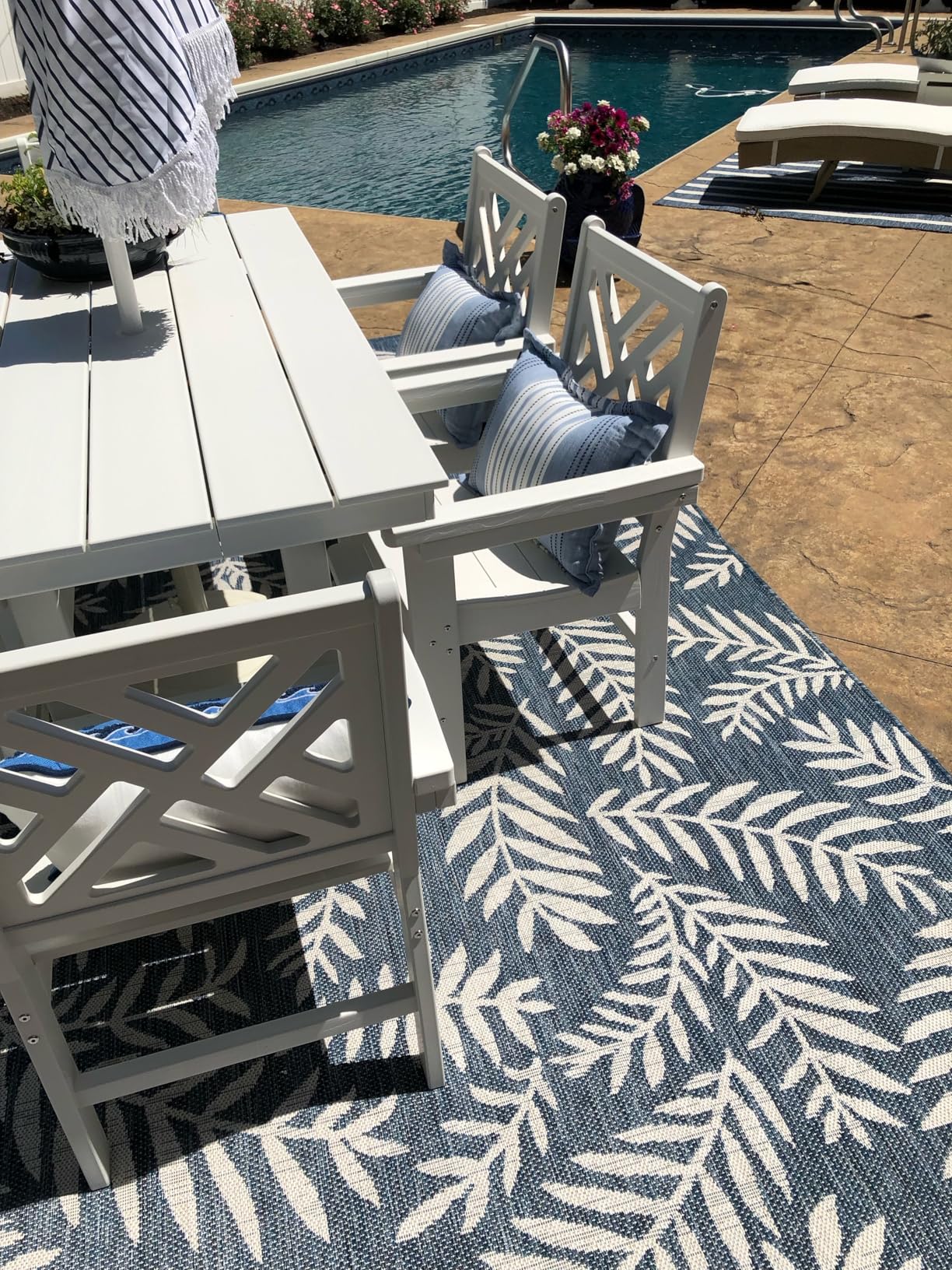 7 Piece HDPE Outdoor Dining Set for 6 Patio Dining Furniture Set with Umbrella Hole, Weather Resistant Outdoor Table and Chairs for Garden, Poolside, Backyard, Deck, Grey customer photo 1