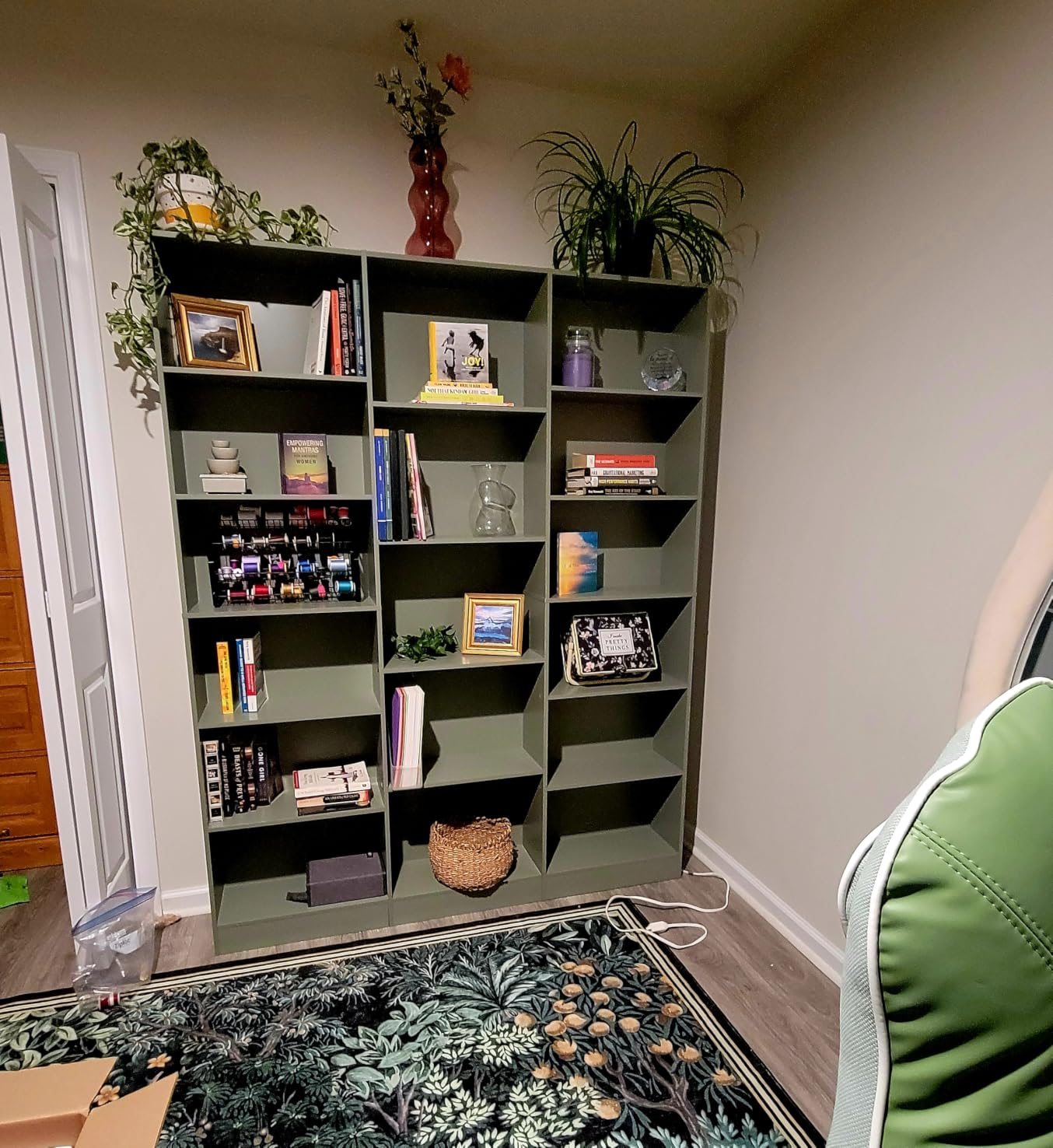 FACBOTALL Triple Wide Bookshelf, 6 Tier Large Bookshelf, Bookcase with 17 Open Display Shelves, 74'' Tall Bookcases and Bookshelves for Living Room, Home Office, Library, Green customer photo 1