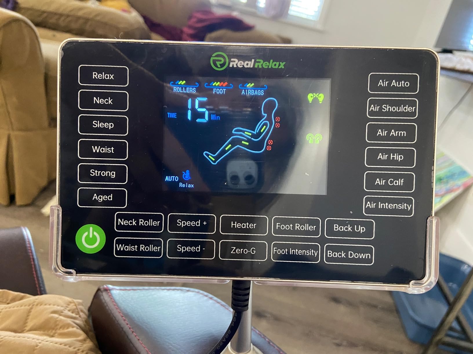 Real Relax 2025 Full Body Massage Chair, Zero Gravity Shiatsu Massage Chair Recliner, Foot Massage, Bluetooth, Large Control Screen (Brown and Gold) customer photo 2