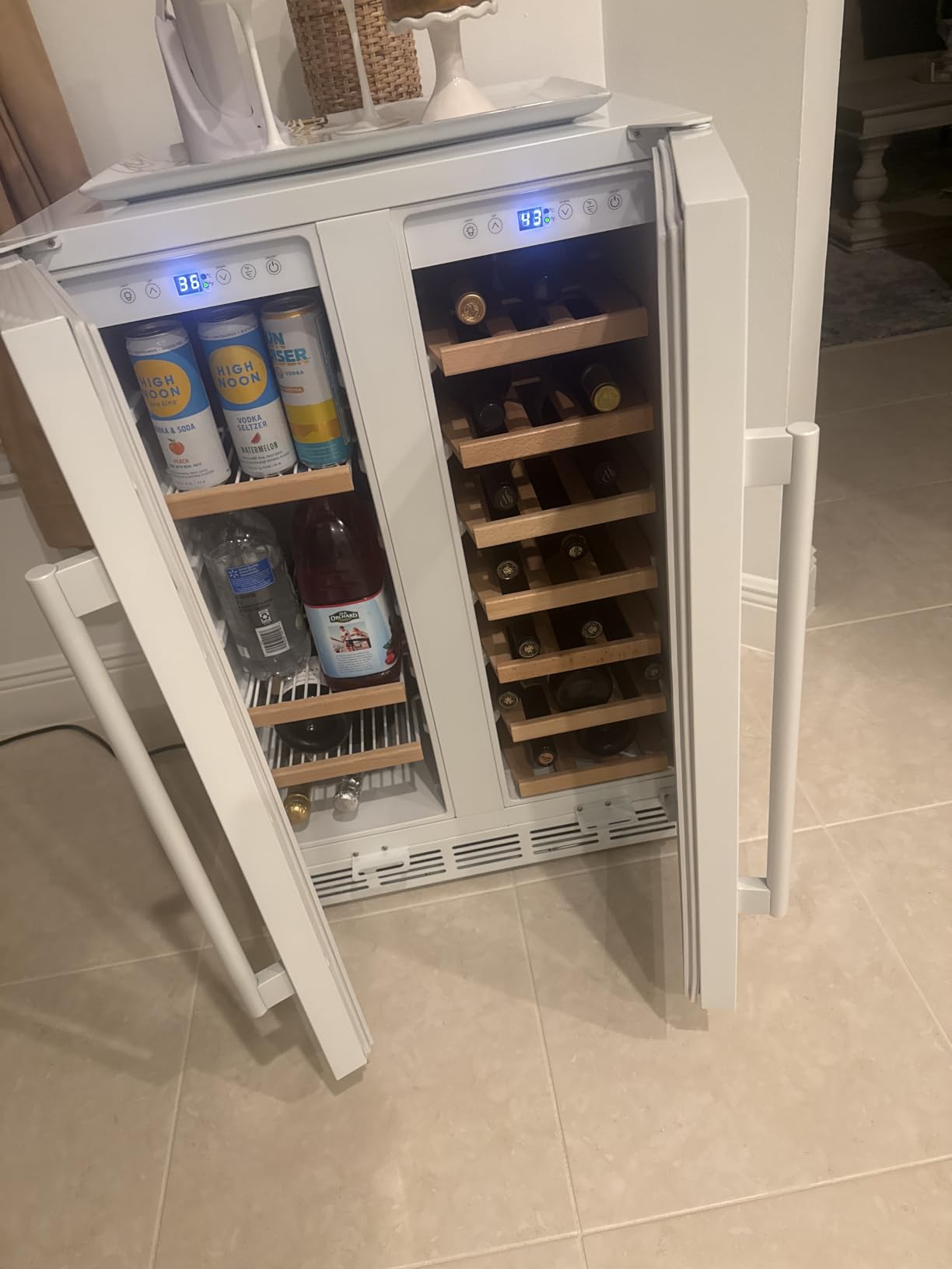 Beverage Refrigerator Mini Fridge 128 Can Stainless Glass Door Lock Home | 36dB Quiet Reversible Door, Digital Thermostat 34-64℉, Auto Defrost, Kitchen Entertaining Home Bar, Compact LED, Adjustable Shelf customer photo 2
