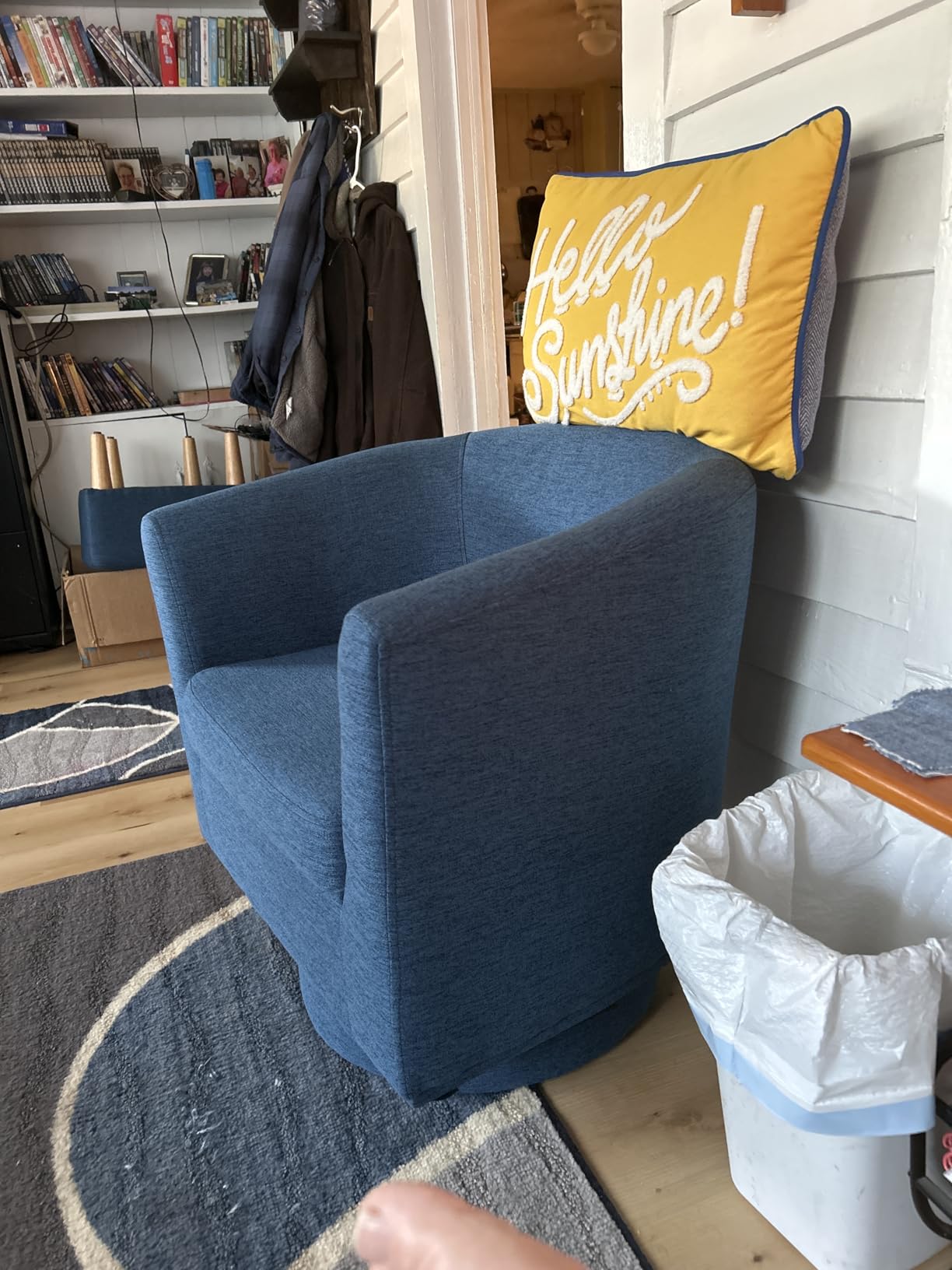 DAZONE Beige Swivel Accent Chair with Ottoman, Comfy Barrel Armchair for Small Spaces, 360 Degree Modern Fabric Lounge Chair for Living Room, Bedroom, Reading Nook, Home Office customer photo 1
