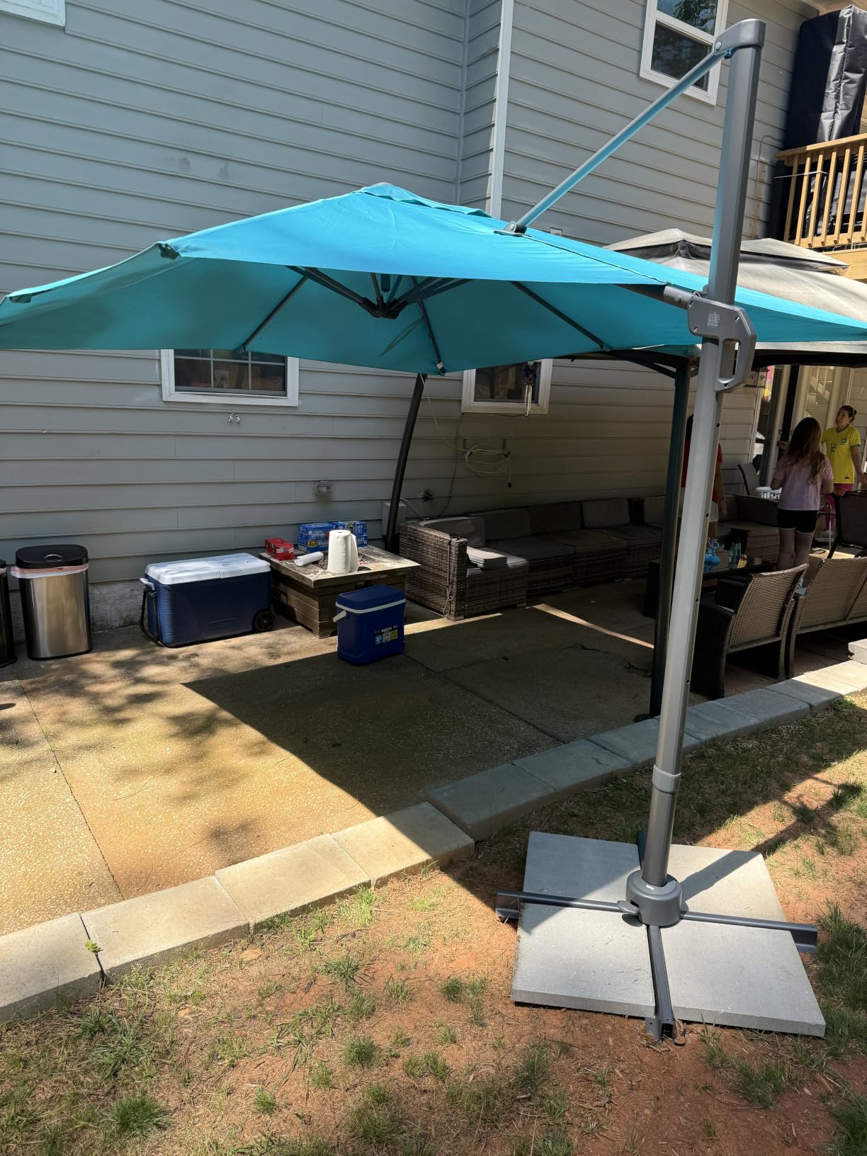 HOTEEL 10x10ft Patio Umbrella Cantilever Umbrella Double Top - Upgrade and Intensify - 360 Rotation and 5 Angles Adjustment - Aluminum Offset Pool Umbrella Outdoor Umbrellas for Patio Garden Deck Pool customer photo 1