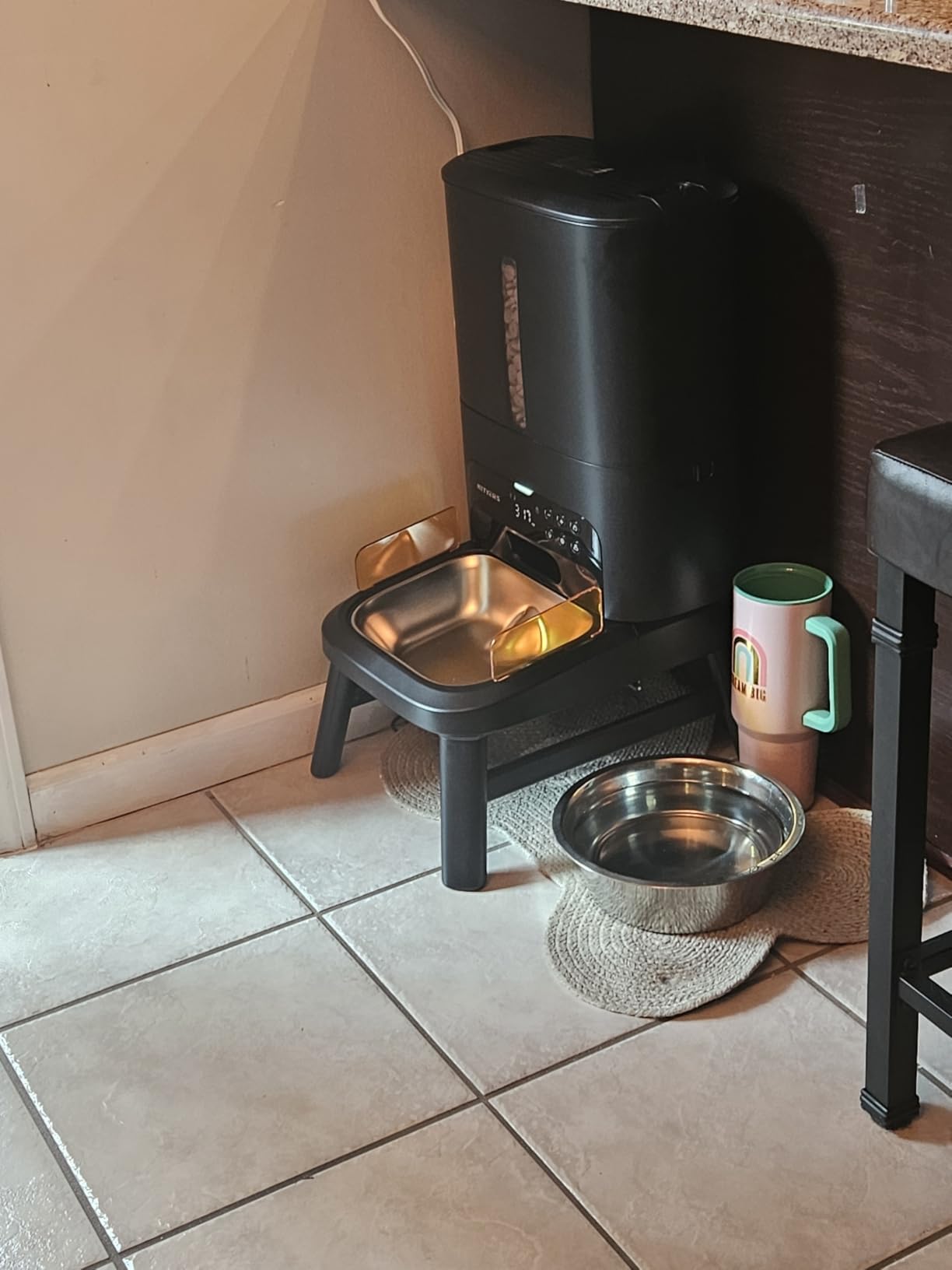 Automatic Dog Feeder for Large Breed - 15L/ 63 Cups Anti-Clog Dog Food Dispenser for 2-23mm Kibble, Elevated Stand, Large Food Tray, Dual Power, Up to 50 Portions 6 Meals Per Day, Keeps Fresh customer photo 1