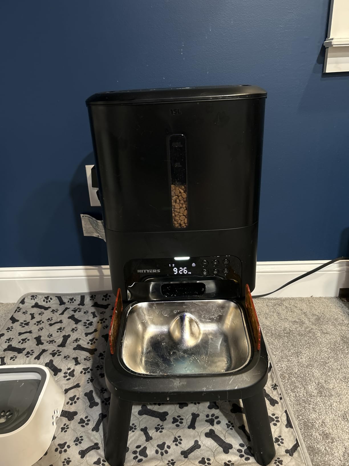 Automatic Dog Feeder for Large Breed - 15L/ 63 Cups Anti-Clog Dog Food Dispenser for 2-23mm Kibble, Elevated Stand, Large Food Tray, Dual Power, Up to 50 Portions 6 Meals Per Day, Keeps Fresh customer photo 2