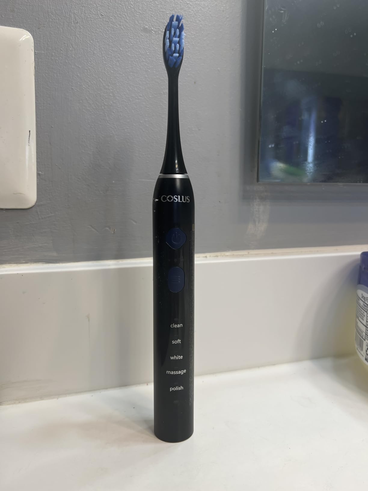 COSLUS C30 Electric Toothbrush for Adults, Effective Yet Gentle Ultra-Clean | 3 Intensities & 5 Modes, 2 Types Soft or Medium Firm Heads, Daily Care, Compact for Travel Home Family Use, 1PC, Black customer photo 1