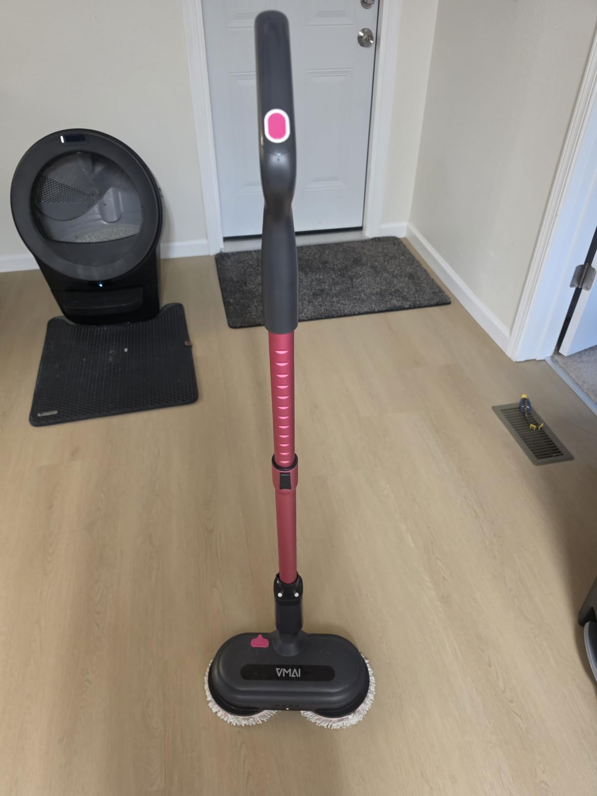 Cordless Electric Mop, Electric Floor Cleaner with Floor Cleaning Solution | Water Sprayer & LED Headlights, Up to 60 mins Lasting Time, Powerful Spin Mop with Extendable Tube, Self-Propelled customer photo 1