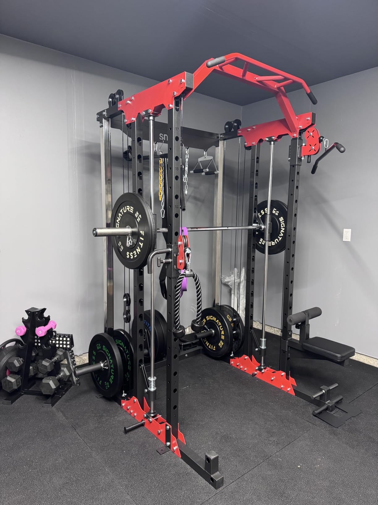 ALL10 Smith Machine for Home Gym, Power Rack with Cable Crossover, Squat Rack with Leg Press and Advanced LAT Pull-Down Seat, 2000LB Weight Capacity customer photo 1