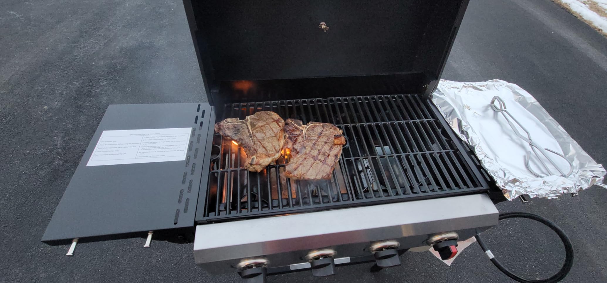 4 Burner Propane Gas Grill, Portable BBQ Grill with Cast Iron Grate & Griddle Pan, Folding Side Table for Camping Backyard, 40,000 BTU Easy-Clean Outdoor Cooking customer photo 1