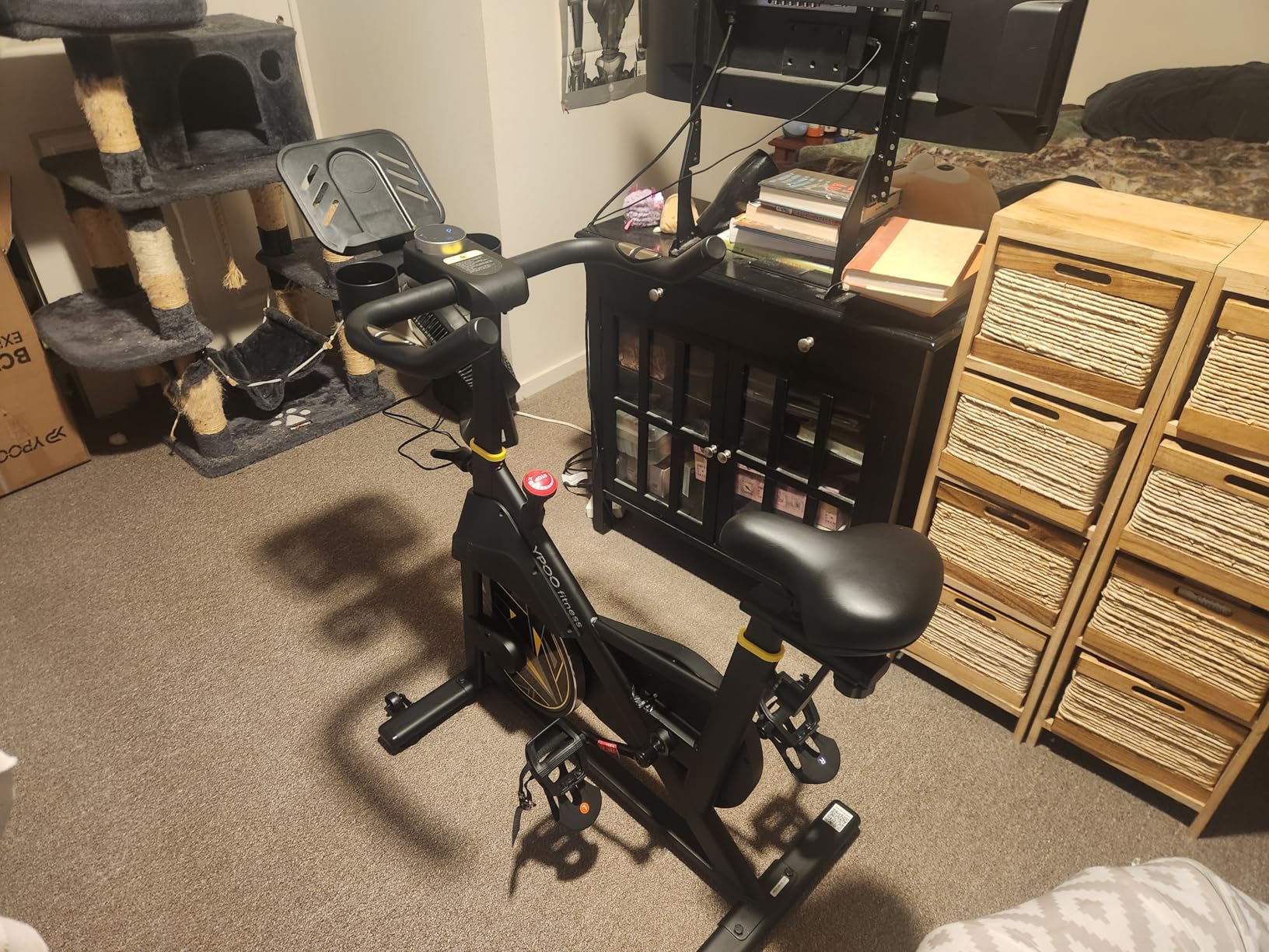 YPOO Exercise Bike, Adjustable Magnetic Resistance Stationary Bikes for Home Cardio with Exclusive App, Indoor Bike with 330lbs Weight Capacity Comfortable Seat, Tablet Mount and Fitness Courses customer photo 1
