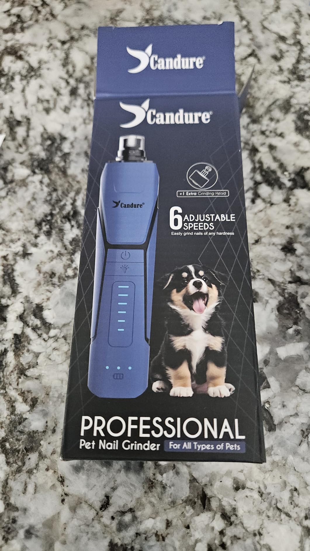 Candure Whisper Quiet Dog Nail Grinder with 360 Degree LED Light, 6-Speed Rechargeable Pet Nail Trimmers with Extra Grinding Head for Safe, Stress-Free Grooming for All Pet Sizes customer photo 1