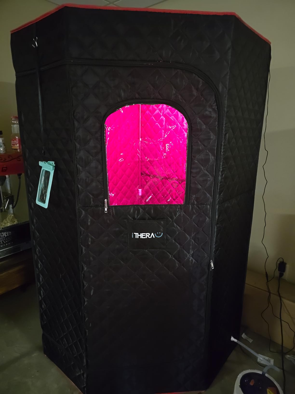 I-THERA-U XL Infrared Sauna Box with True 660 & 850nm Red Light Therapy Lamp, Portable Red Light Sauna for Home, Full Body Steam Tent with 3L 1200w Steamer, 15 Levels Heat, Chair, Remote, 90 Min Timer customer photo 2