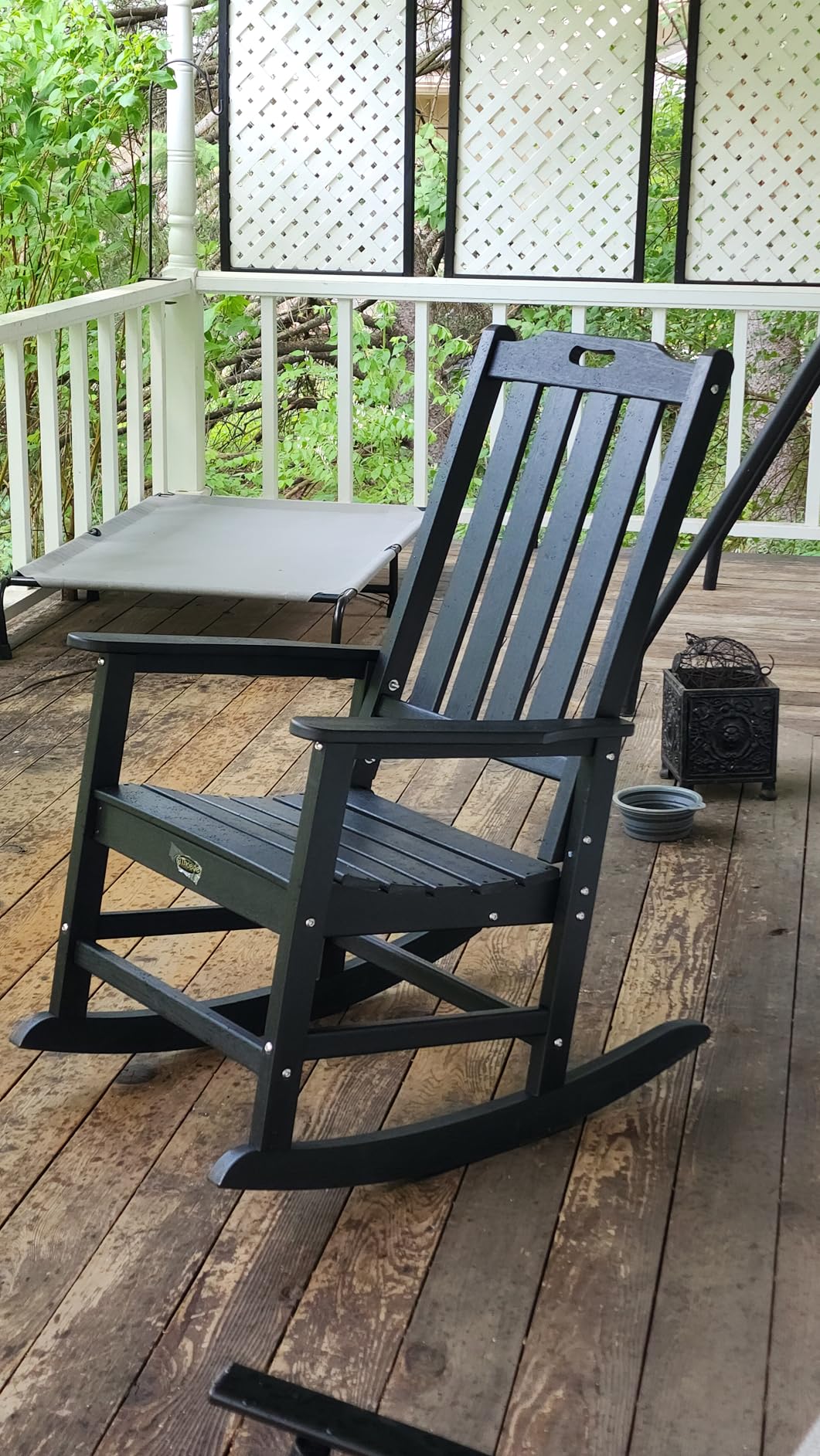 THOEOE Outdoor Rocking Chairs, Oversized Patio Rocking Chair, HDPE Outdoor Rockers for Front Porch, Patio, Backyard, Balcony and Garden, All-Weather High Back Design, Gray customer photo 2
