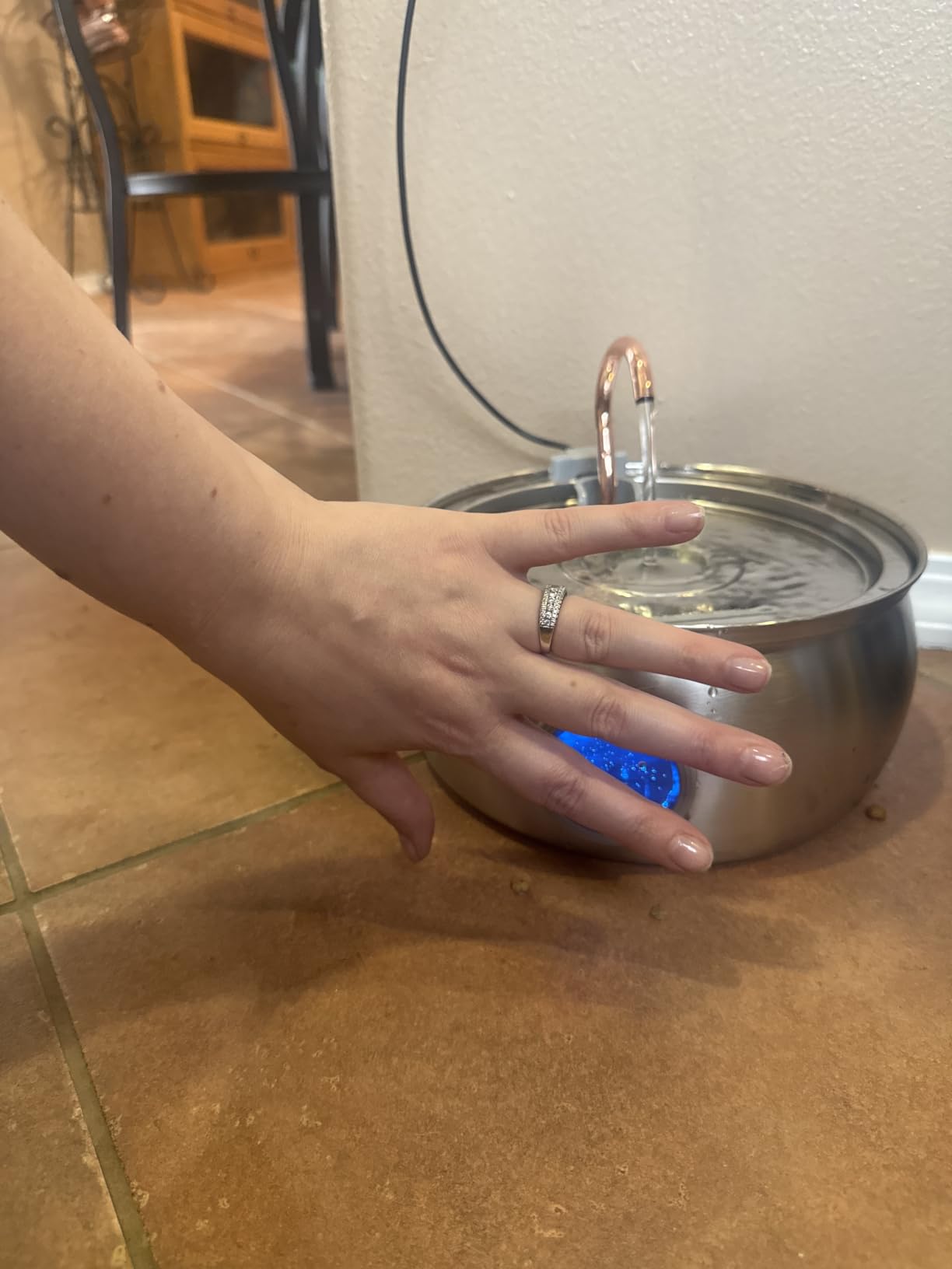 Tomxcute Cat Water Fountain - 4.0L/135oz Gooseneck Copper Stainless Steel Cat Water Fountains for Cats Indoor - Kitty Cat Fountains for Drinking Spout - Comes with 3 Replacement Filters customer photo 2