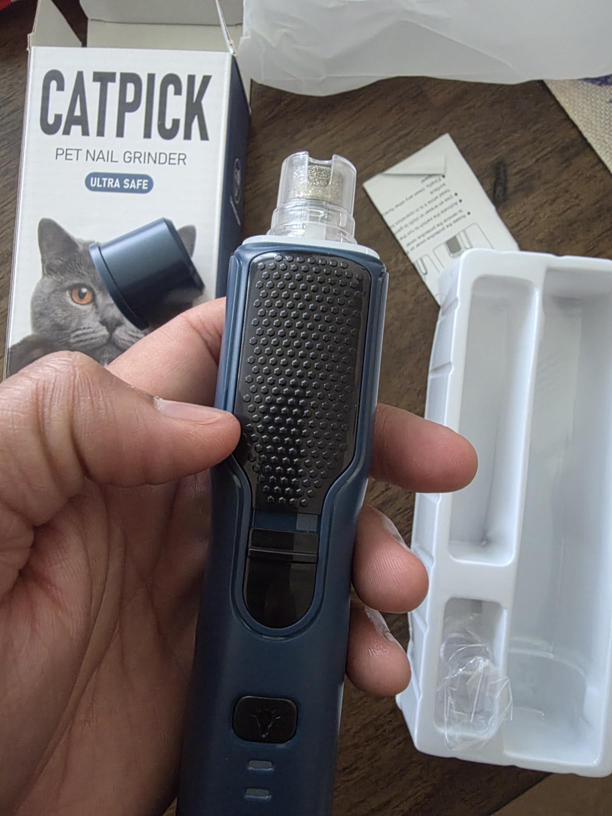 7-Speed Dog & Cat Nail Grinder with Light - Ring LED Safe to Avoid Overcut, Quiet Low Vibration & Powerful Fast, Cordless Rechargeable Toenail Trimmer for Small & Large Puppy & Breeds Paws(Blue) customer photo 2