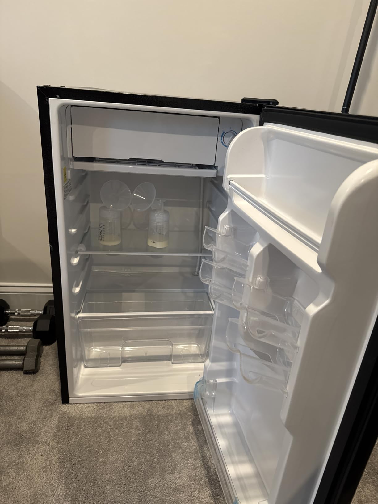 1.6 Cu Ft Mini Fridge with Freezer - 30dB Ultra Quiet Upright Freezer for Bedroom, Dorm & Office | Compact Fridge, Adjustable Thermostat, Reversible Door, ETL Certified customer photo 1