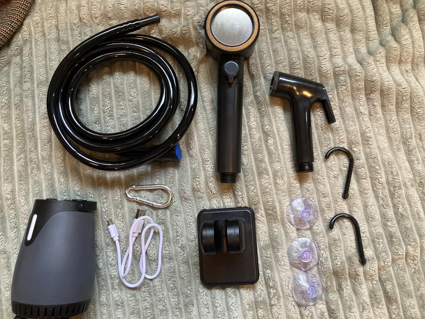 Portable Shower for Camping, 8000mAh Rechargeable Camp Shower Pump, LED Display Temp & Power, 5 Pressure Settings, 4 Spray Modes customer photo 1