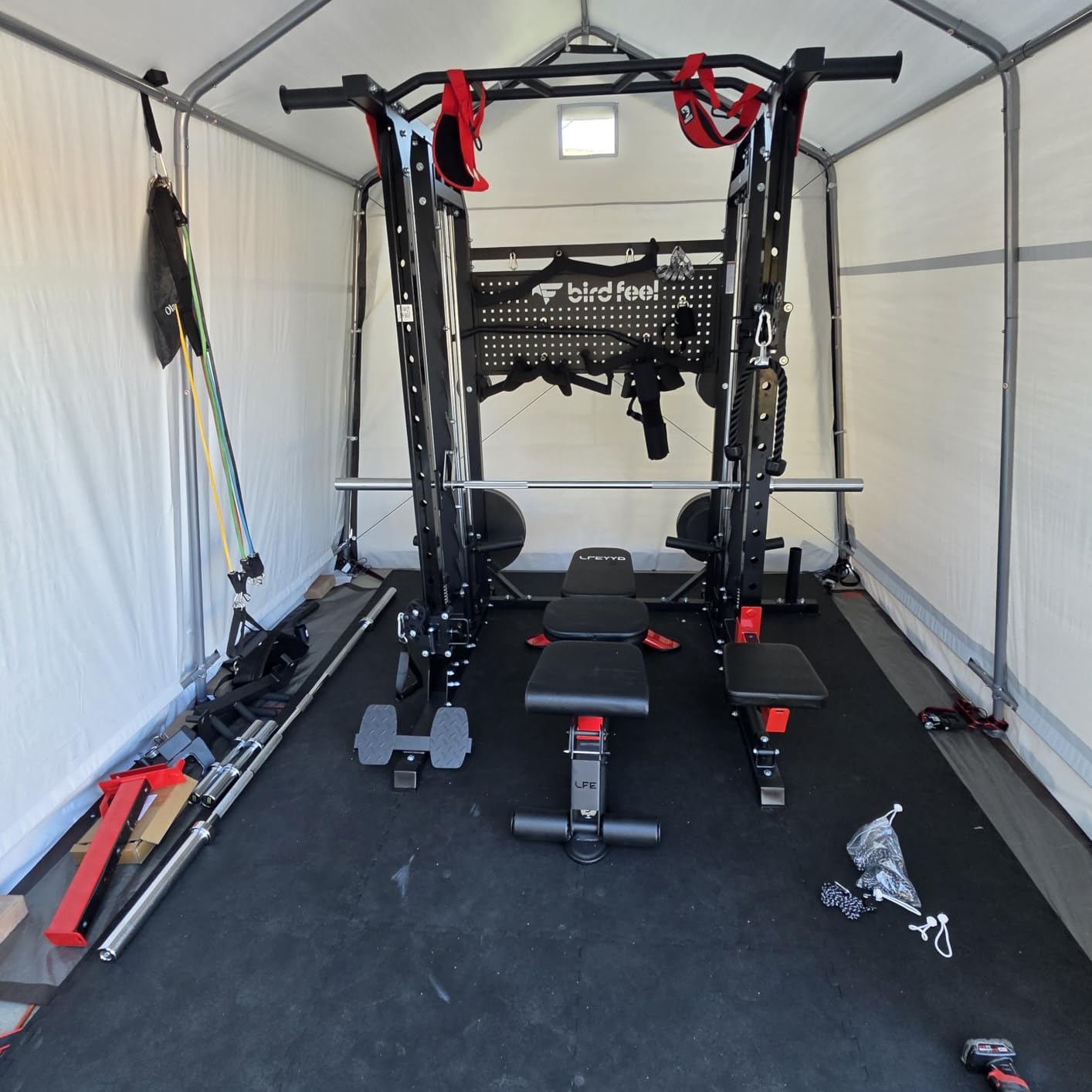 Multi-Function 2000LB Power Cage Smith Machine, Dual Pulley Cable Crossover | Home Gym Squat Rack customer photo 2