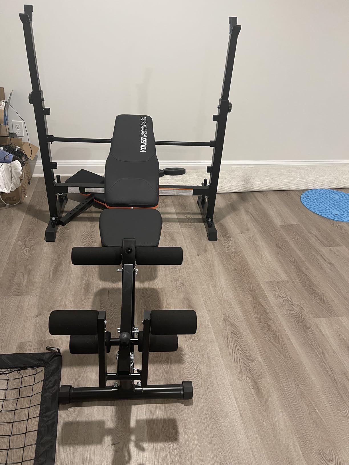 YOLEO 1+X Olympic Weight Bench with Upgraded Roman Chair/Preacher Curl/Leg Extension, Foldable 1870Lbs Wide Bench Press Rack with Ergonomic Support Backrest for Heavy Lifters for Home Gym customer photo 1