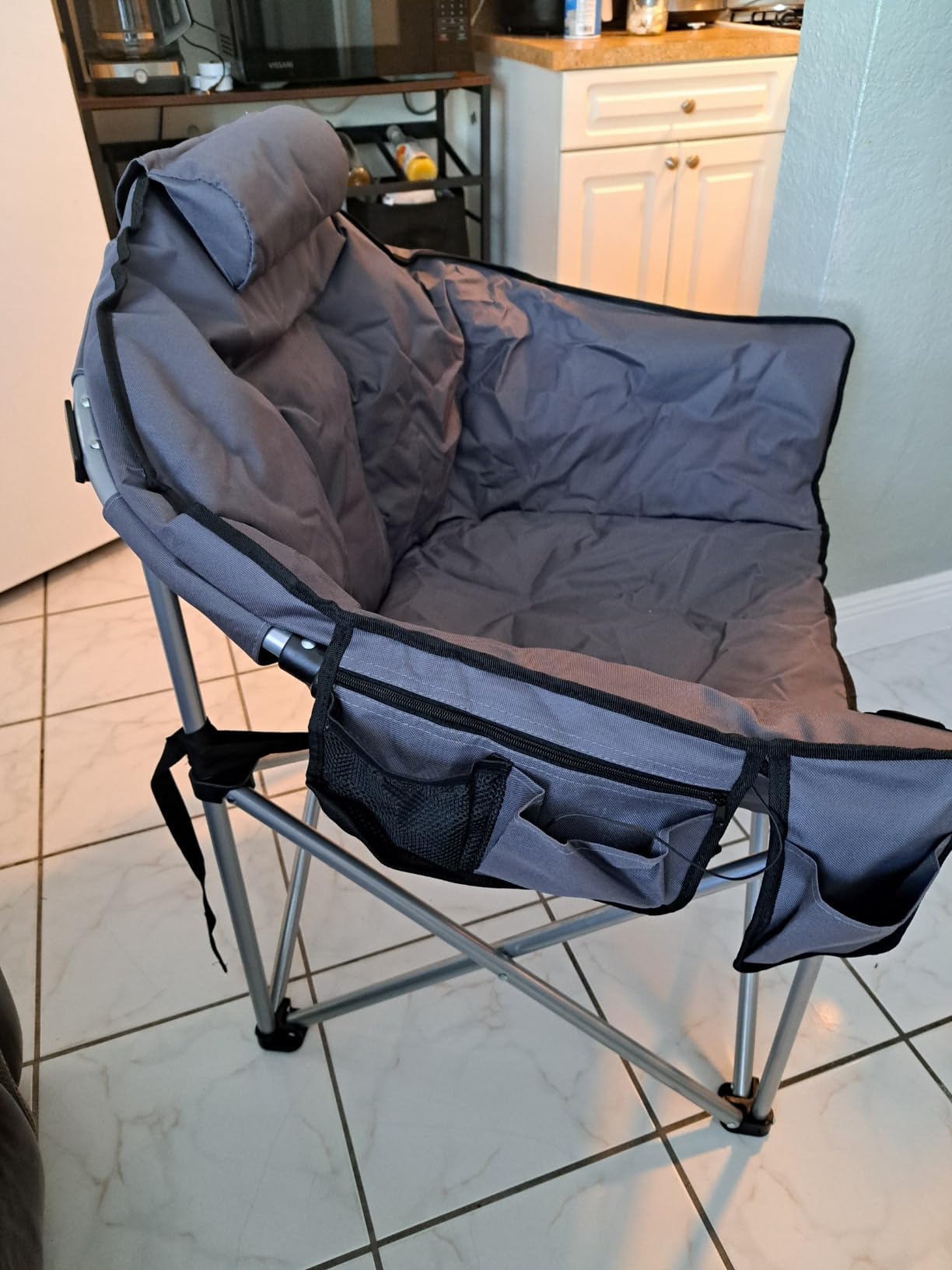 Suteck Oversized Camping Chairs for Adults - 500LBS Padded Camp Chair | Heavy Duty Folding XL Camp Chairs with Cup Holders, Padded Soft Built-in Pillow and Storage Bag for Outdoor Sports Beach Lawn customer photo 2