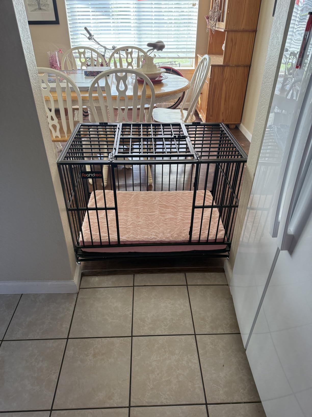 Feandrea Heavy-Duty Dog Crate, 5-Minute Quick Assembly, Foldable Dog Kennel Cage with Lockable Wheels, Double Doors, Escape Proof Fixed Bottom, Removable Tray, Easy to Clean, Ink Black, 48 Inch customer photo 1